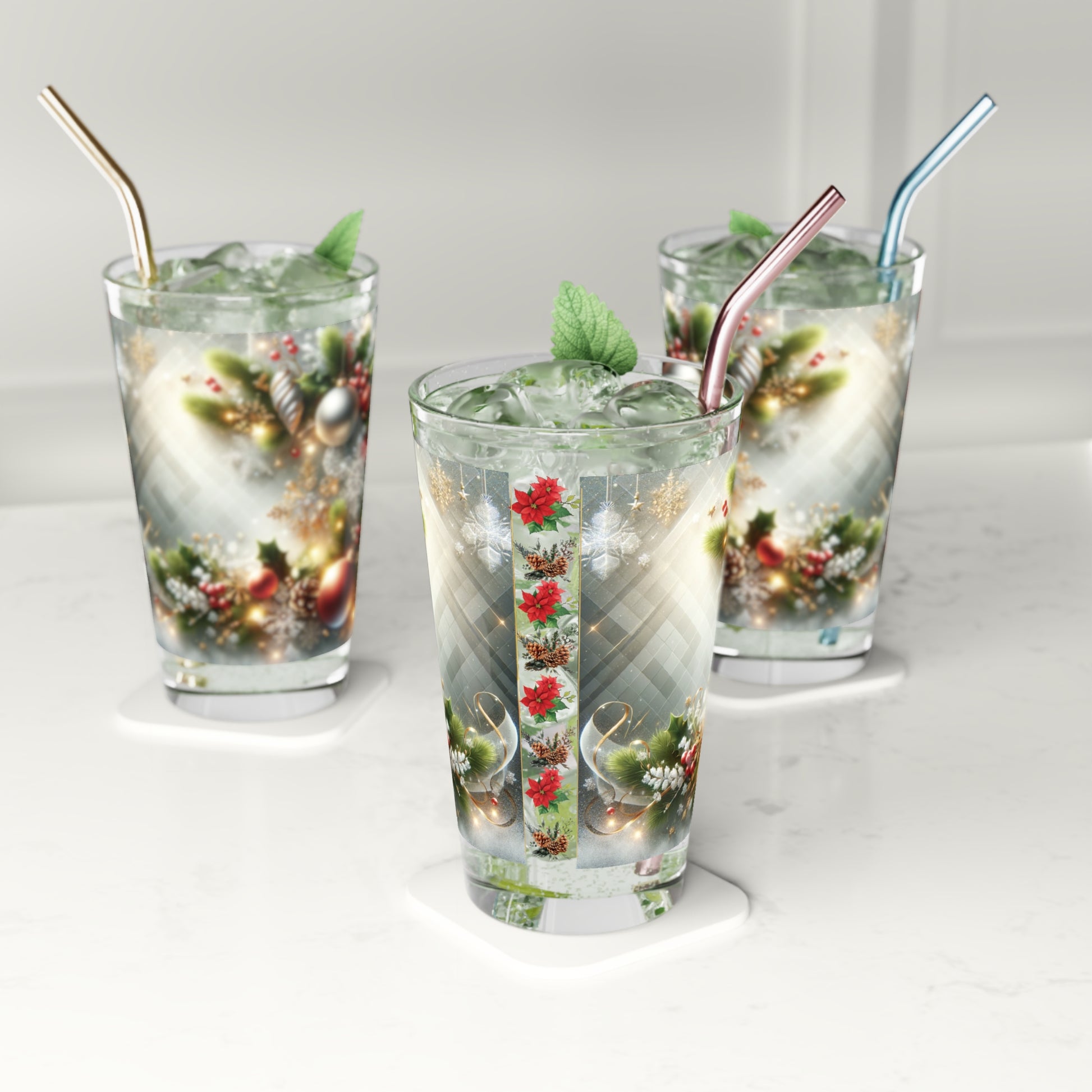 Best Christmas Theme 16oz Pint Glass Festive Holiday Design, Perfect for Seasonal Drinks, Cheerful Decor, Ideal Gift for Christmas Celebrations and PartiesElegance Durable, High-Quality Glassware Perfect for Parties - MRSBYVALLE