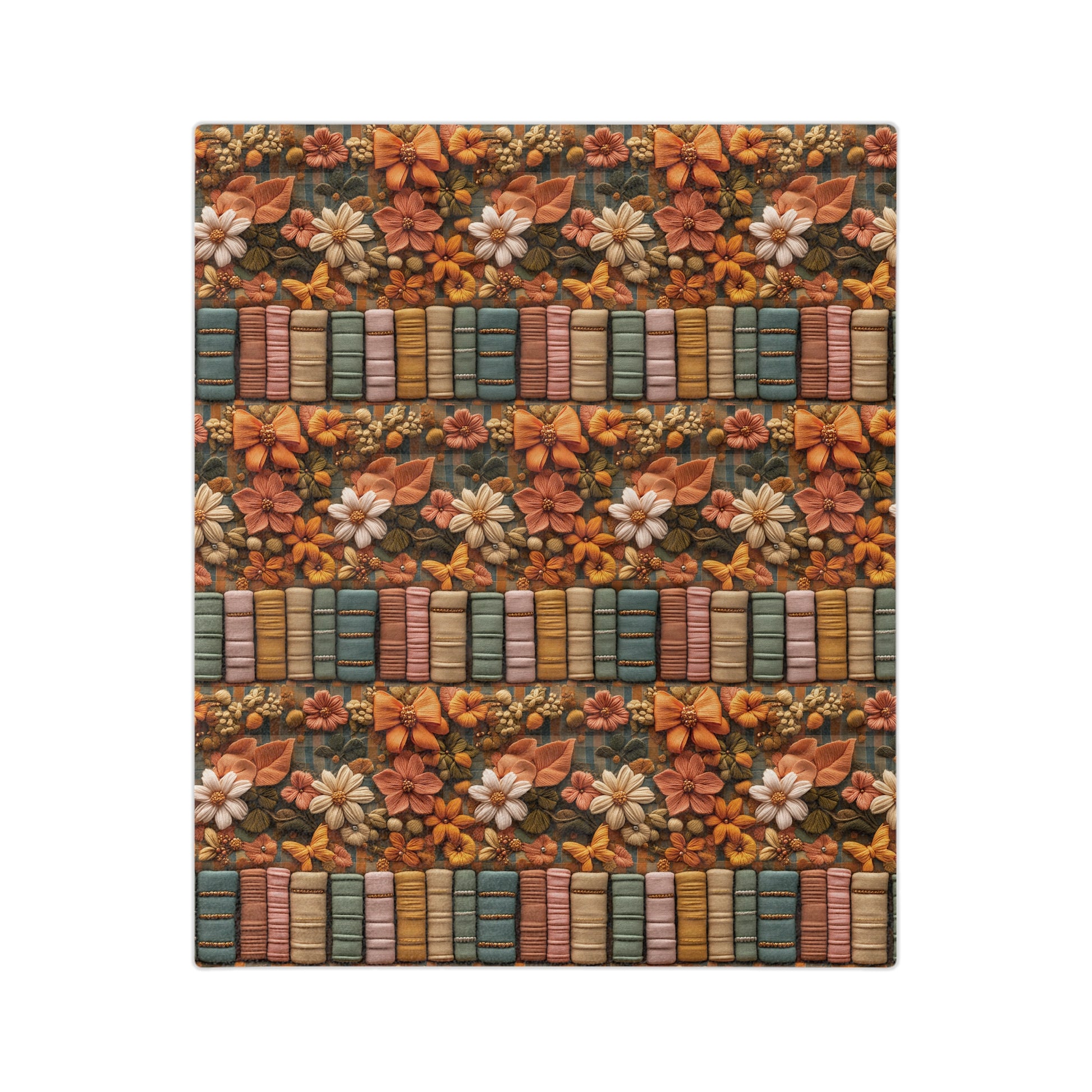 Cozy Boho Fall Minky Blanket 3D Illusion Books & Bows Design | Perfect for Autumn Comfort, Warmth, and Style | Ideal Gift for Book Lovers and Fall Enthusiasts Housewarming Gift Throw - MRSBYVALLE