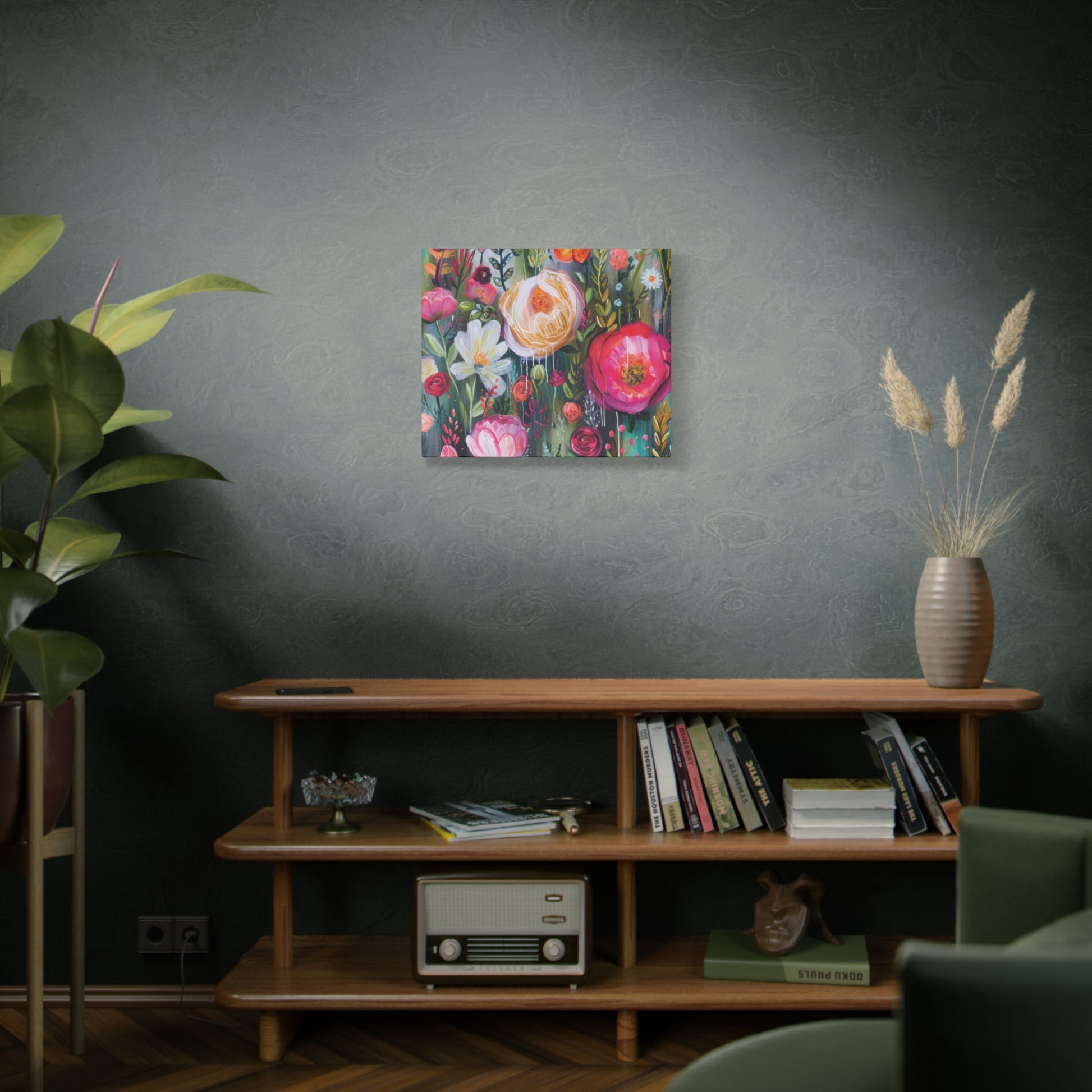 Watercolor Boho Floral Wall Art Matte Canvas Stretched, Vibrant Botanical Design, Perfect for Living Room, Bedroom, or Office Decor, Adds a Stylish Touch to Any Space - MRSBYVALLE