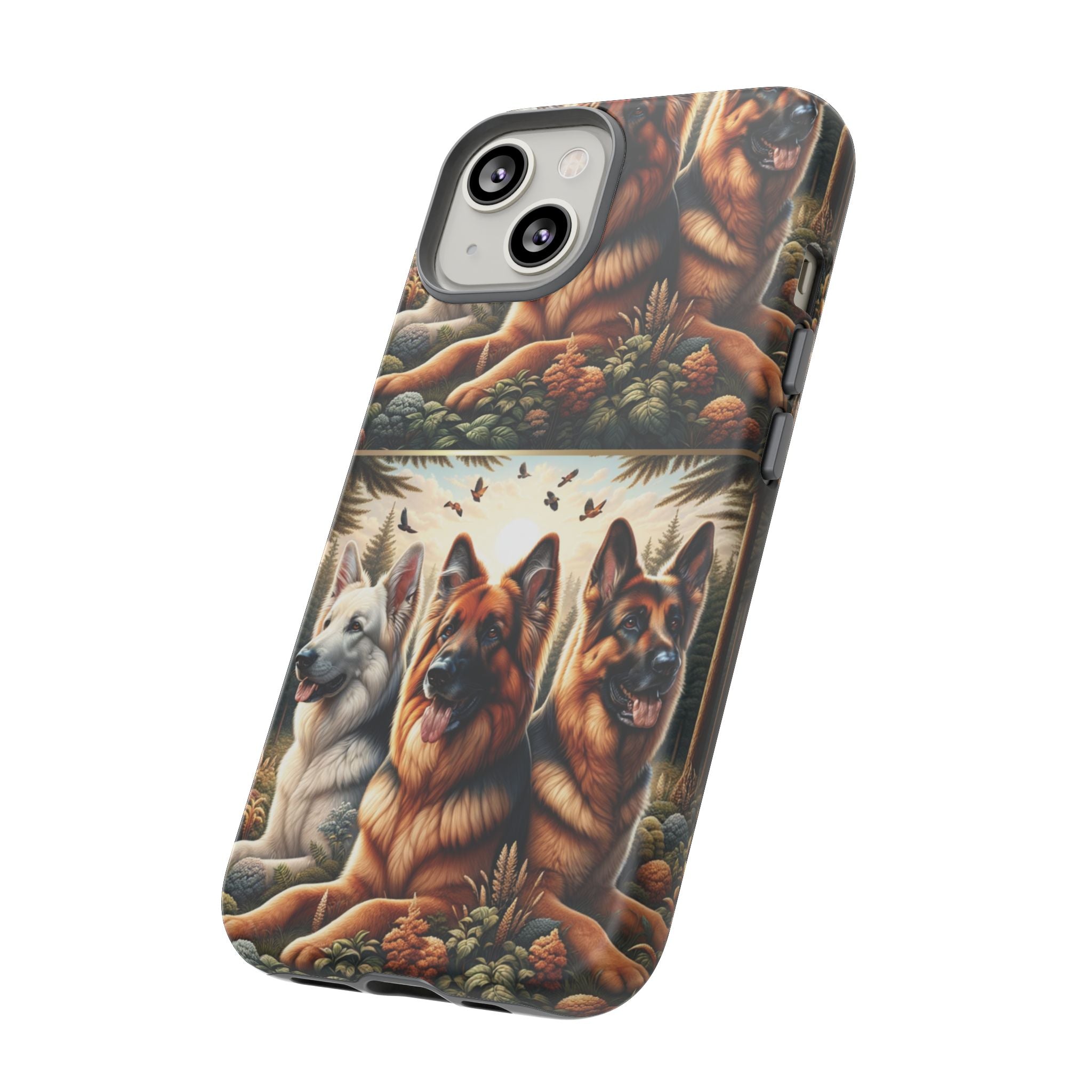 German Shepherd Phone Tough Case Floral Elegant Durable Dog Lover Devices iPhone 15, Samsung iPhone Samsung Accessory Gift for Her