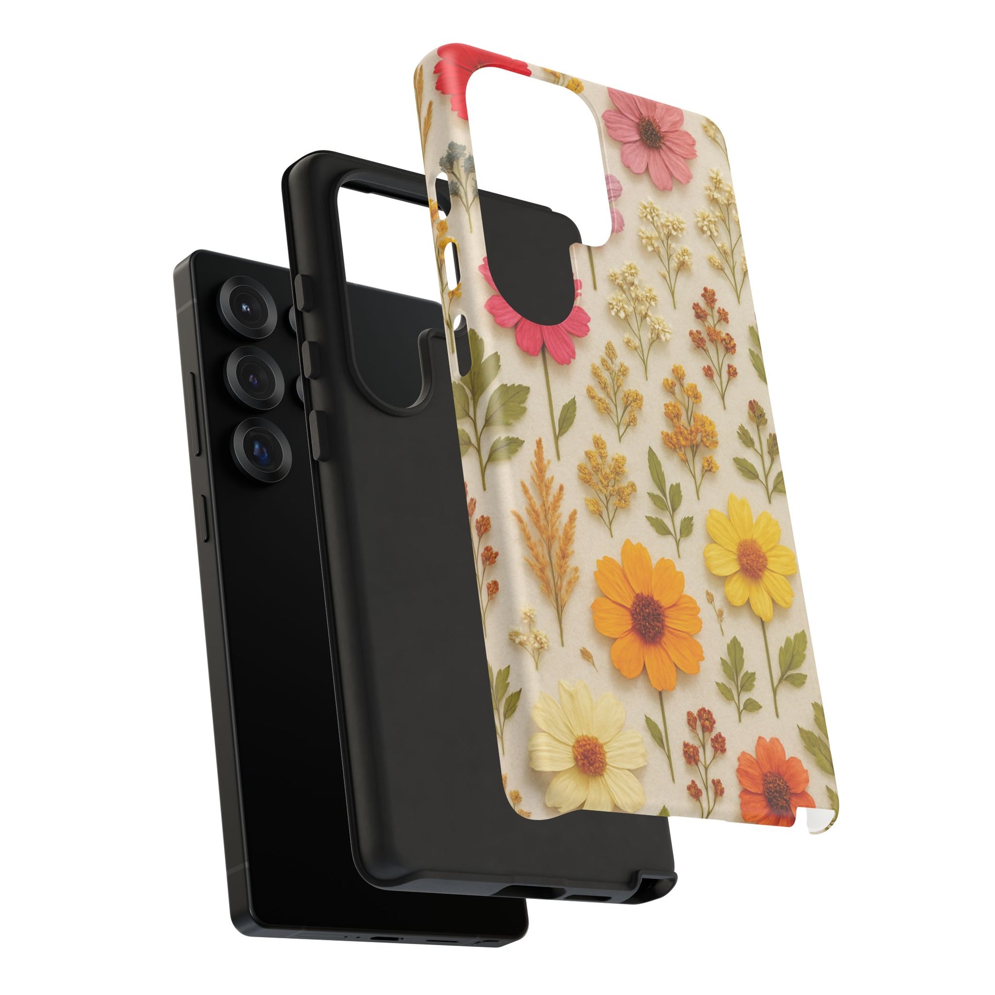 Dried Flowers Illusion Phone Case – Realistic Botanical Aesthetic, Colorful Pressed Floral Art, Trendy Nature-Inspired Protective Cover  iPhone & Samsung Models