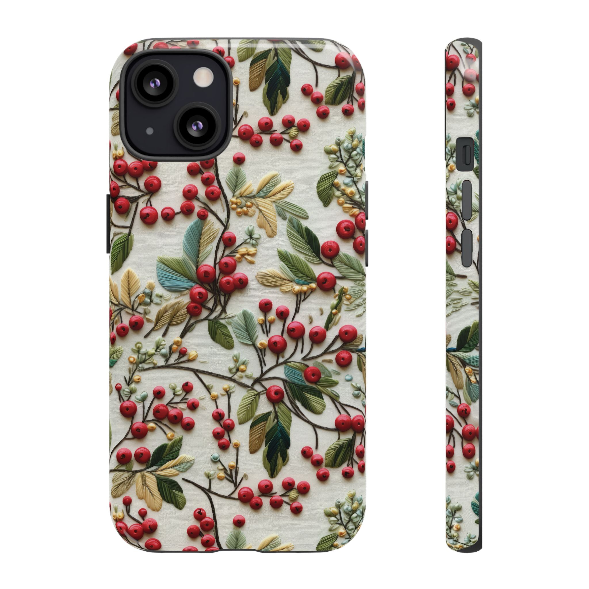 Holly Christmas Wildflowers Boho Chic Design Phone Case - Stylish, Protective Cover for All Models Gift for Mom Accessory Gift for Her