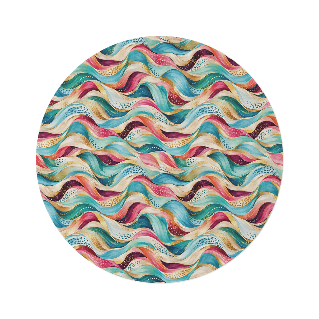 Colorful Wave Round Area Rug