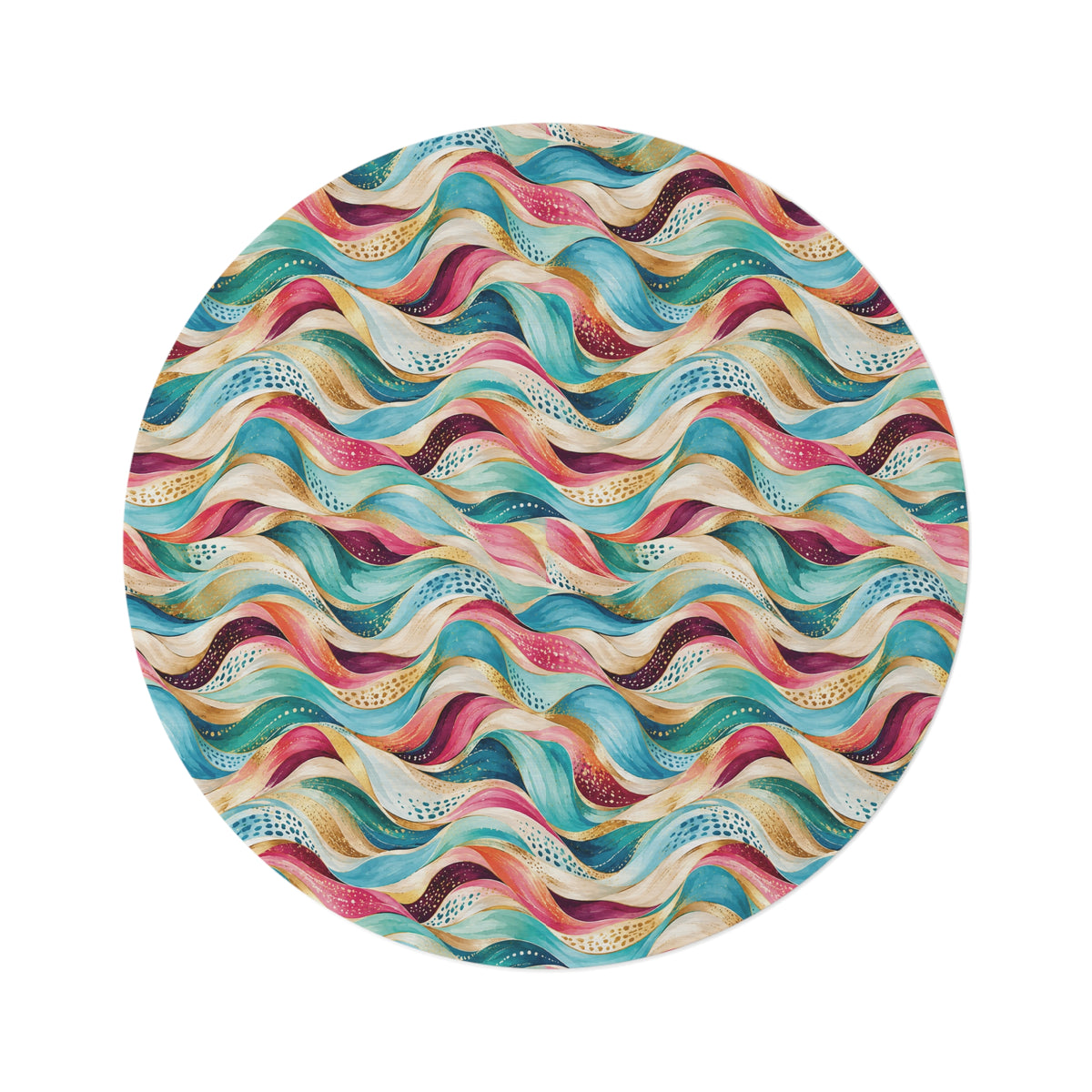 Colorful Wave Round Area Rug