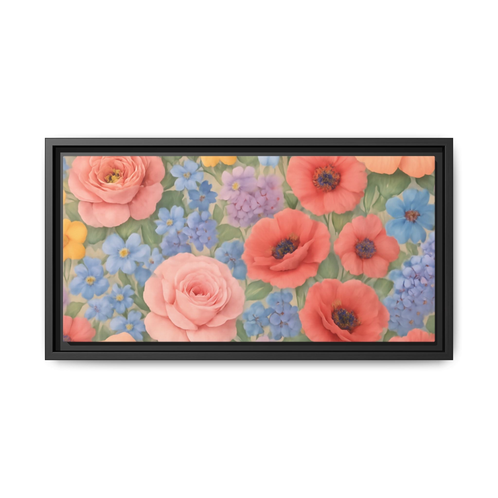 Luxury Framed Floral Canvas – Bold Multi-Color Botanical Wall Art, Elegant Nature-Inspired Accent for Living Room, Bedroom, or Office Décor Gift for Mom