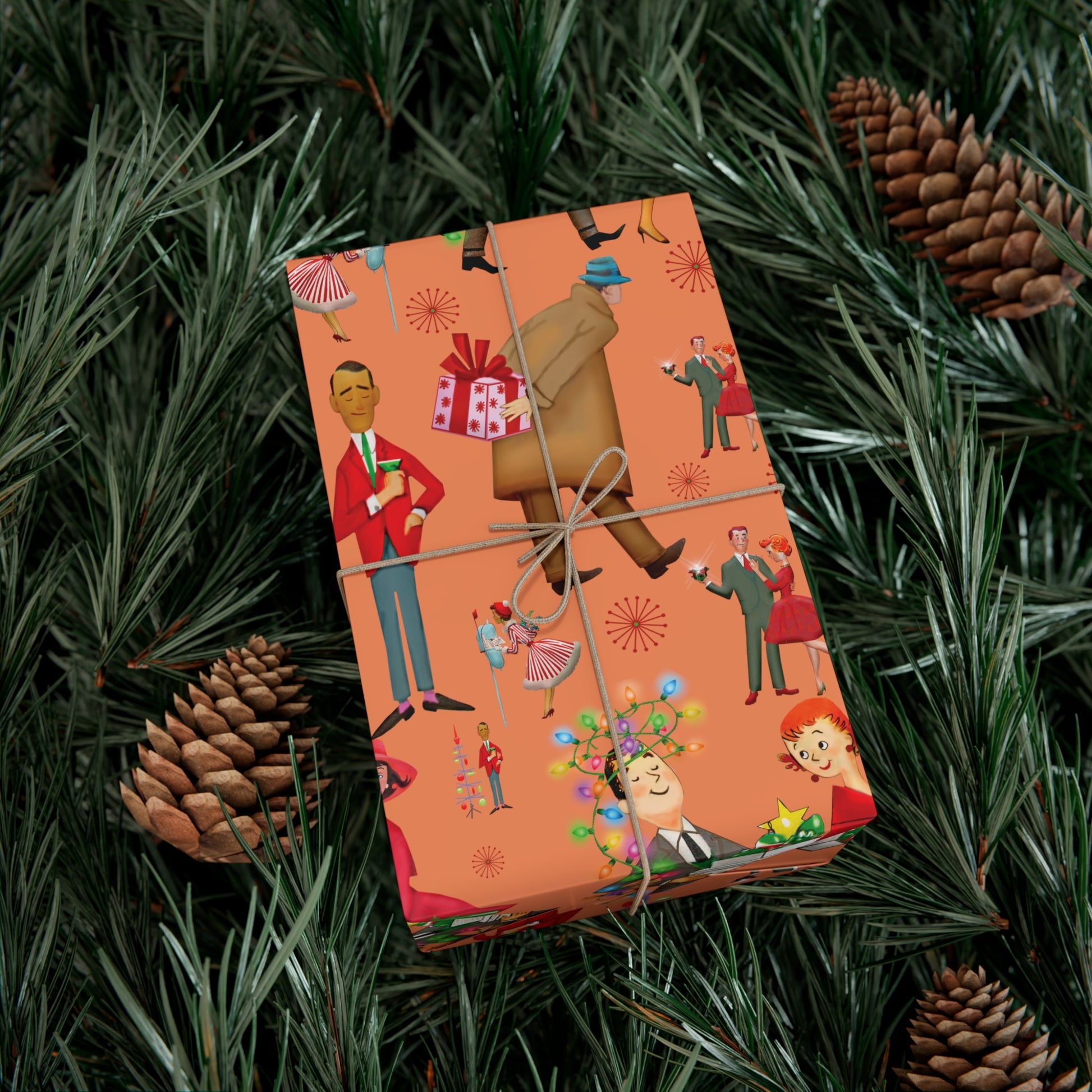 Christmas Vintage 50s Retro Wrapping Paper | Classic Holiday Designs | Nostalgic Gift Wrap | Mid-Century Holiday Patterns | Unique Retro Christmas Decorations | Festive Retro Style Christmas - MRSBYVALLE