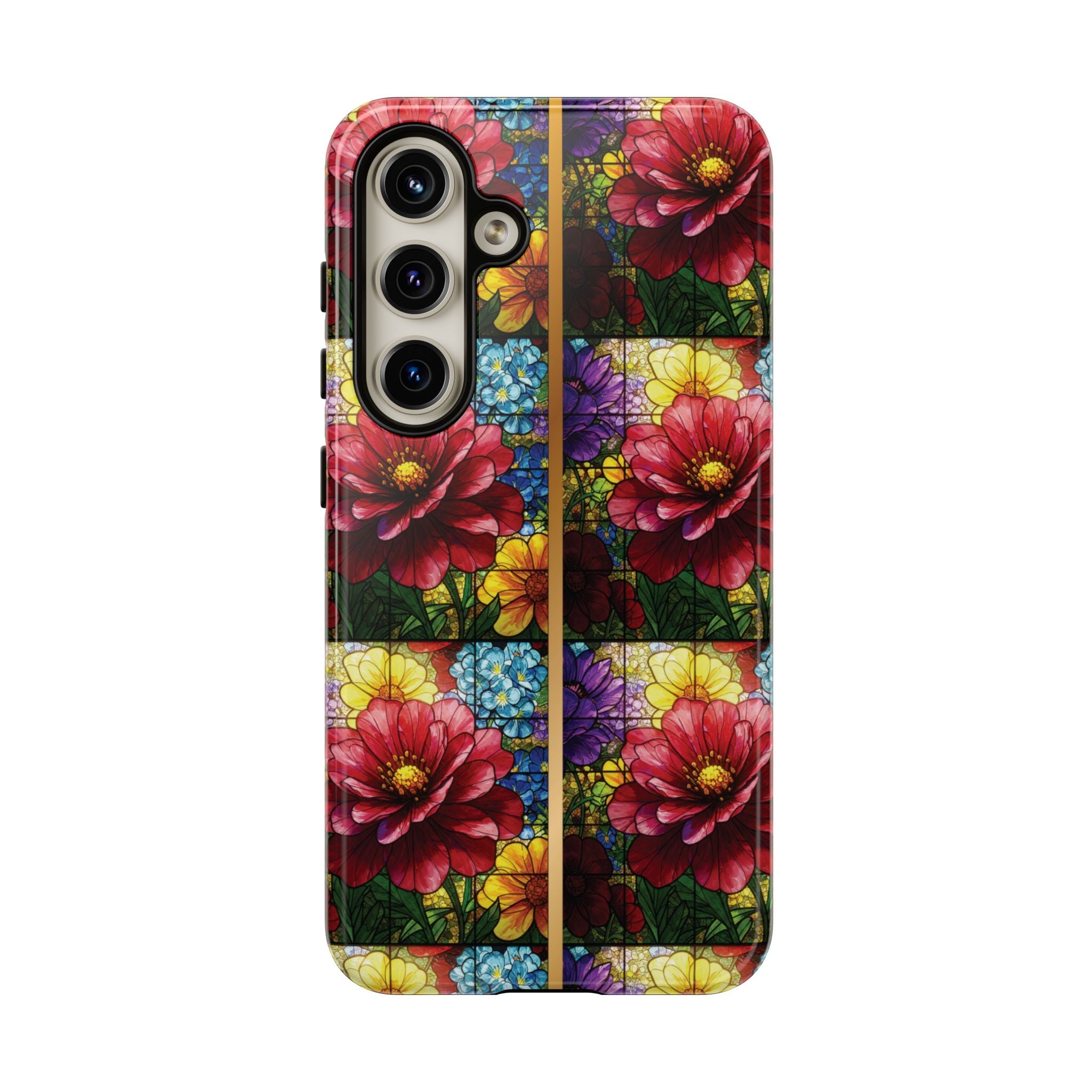 Stained Glass Illusion Floral Phone Case  3D Colorful Flower Design, Protective Christian Gift, Fits iPhone, Samsung, Google Pixel