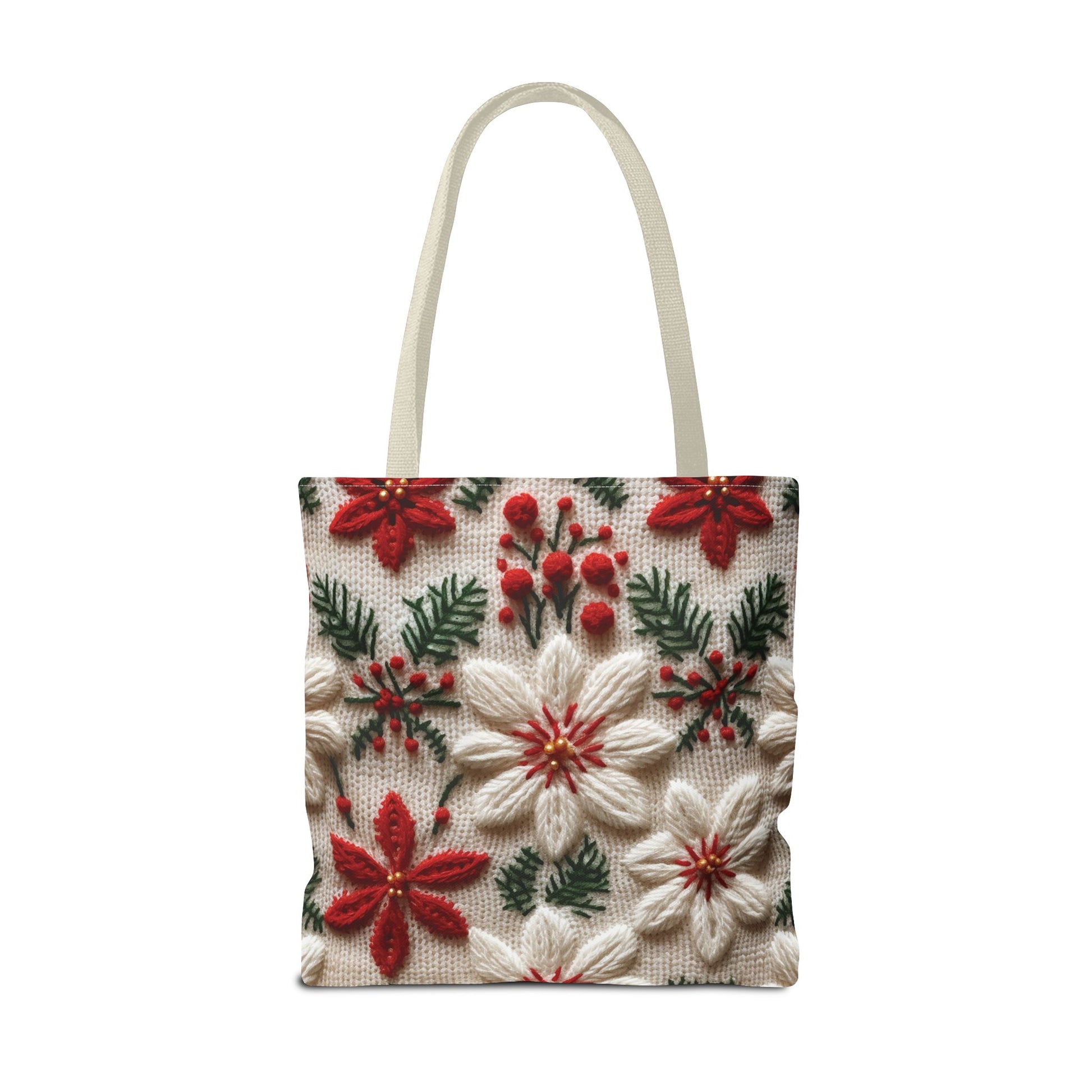 Festive Poinsettia Christmas Tote Stylish Holiday Bag for Shopping, Gifts, and Everyday Use - Durable, Reusable, and Perfect for Spreading Cheer This Holiday Season - MRSBYVALLE