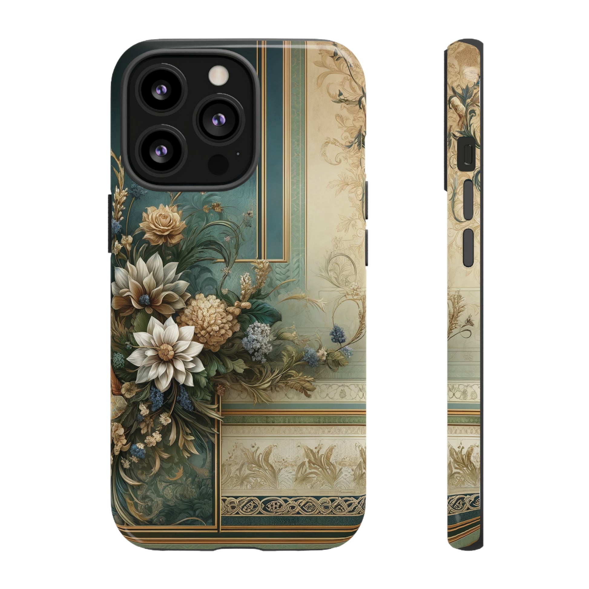 Victorian Floral Boho Luxury Phone Tough Case Floral Elegant Durable Stylish for Modern Devices iPhone 15, Samsung iPhone Samsung Accessory Gift for Her.