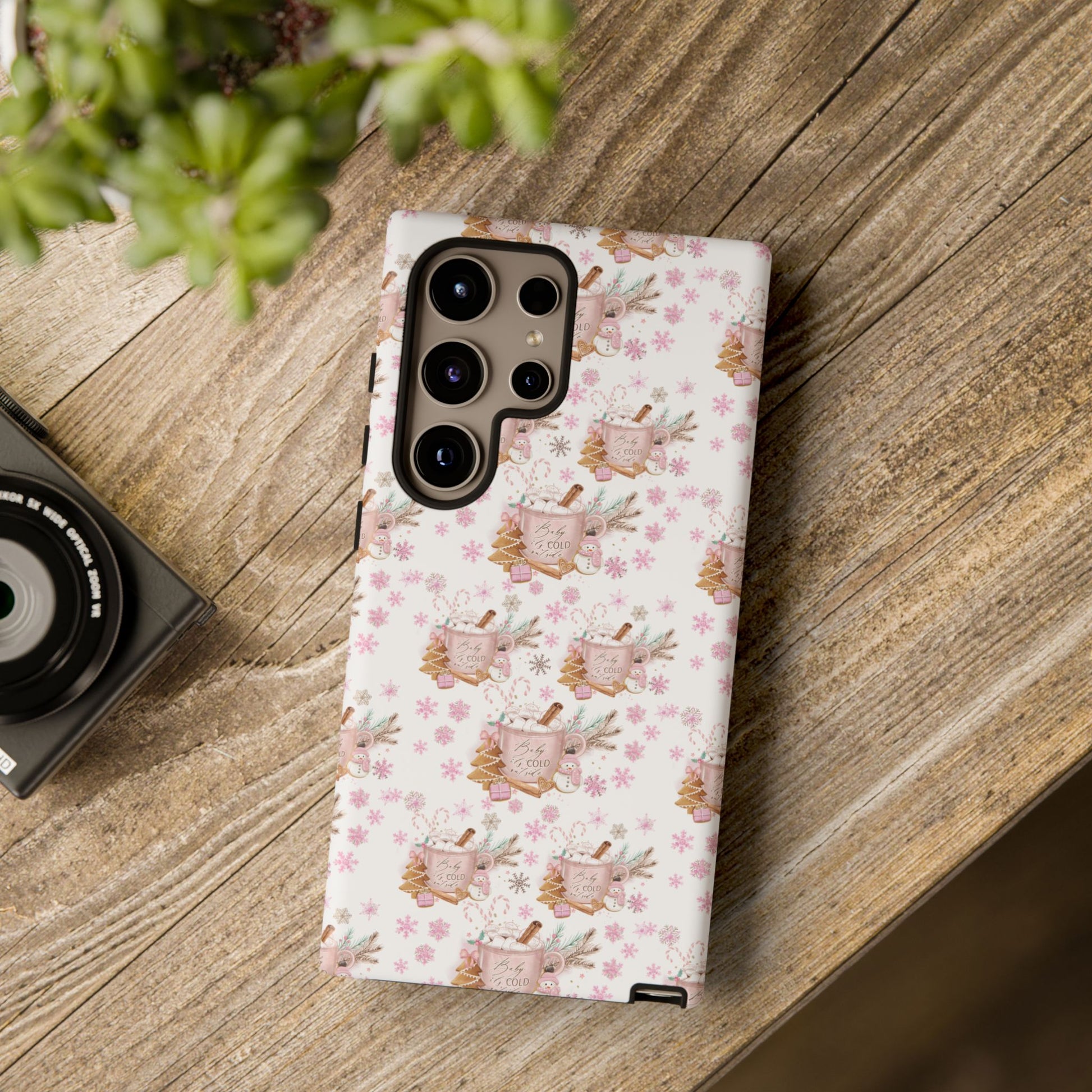 Baby it's Cold Outside Pink and White Phone Case Unique Holiday Protection for Your Device | Stylish & Durable Cover Gift for Her Phone 15, Samsung iPhone Samsung Accessory Gift for Her