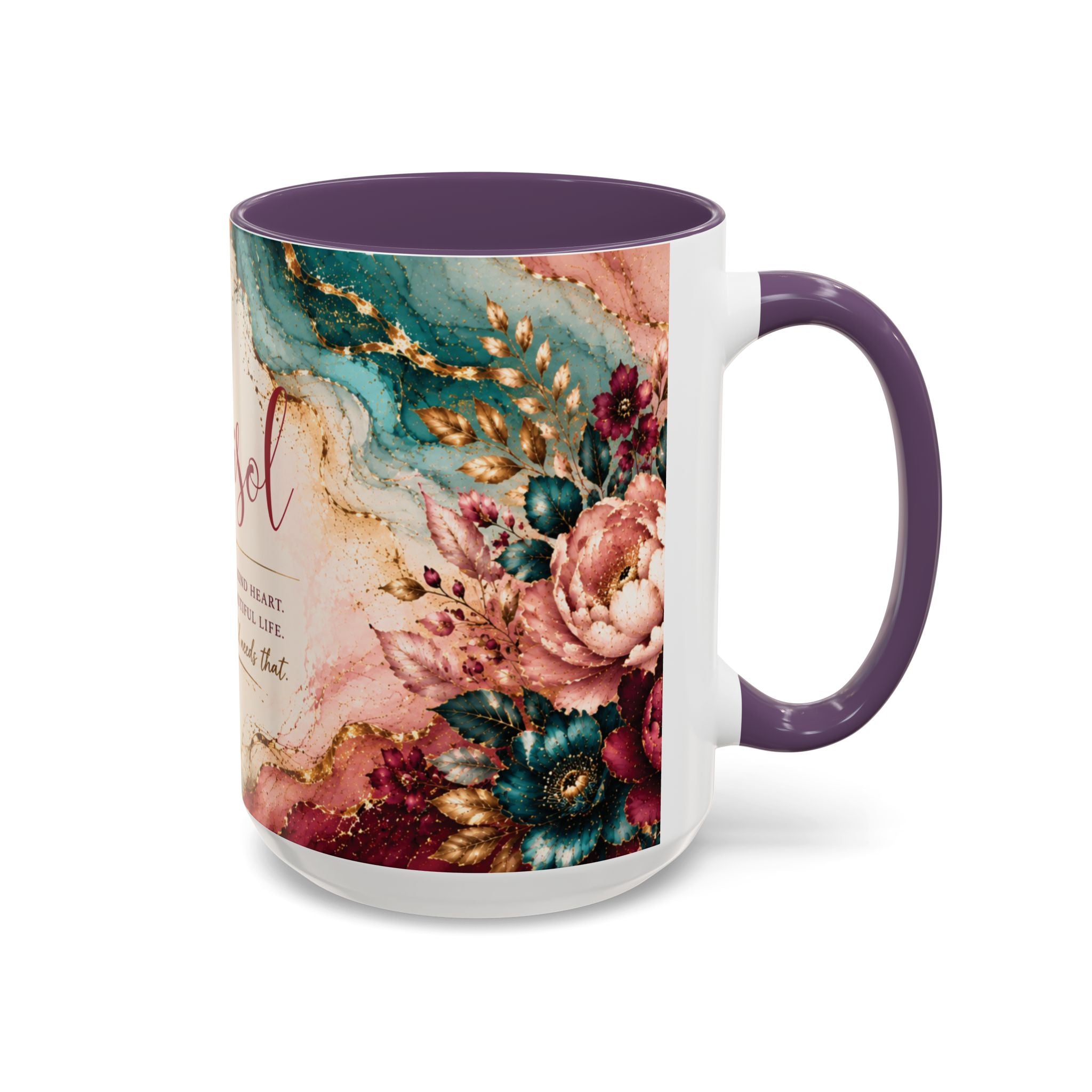 Personalized Name Mug for Women, Inspirational Color Handle Coffee Mug, 11 oz or 15 oz Gift for Her