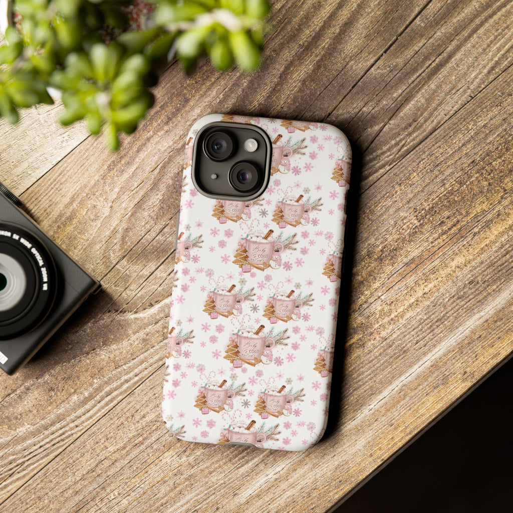 Baby it's Cold Outside Pink and White Phone Case Unique Holiday Protection for Your Device | Stylish & Durable Cover Gift for Her Phone 15, Samsung iPhone Samsung Accessory Gift for Her