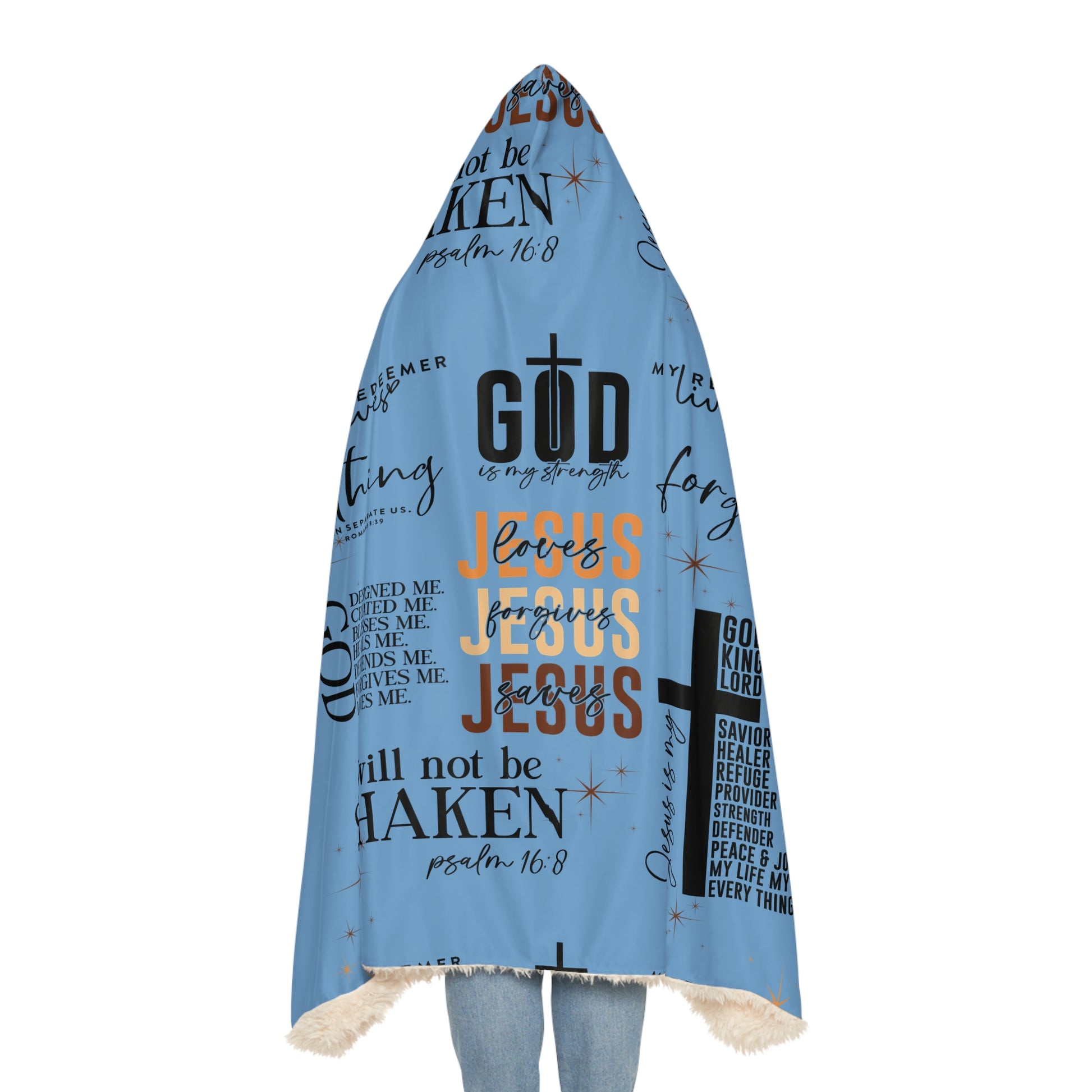 Jesus Quotes Bible Verse Blanket –Hooded Blanket – Ultra-Soft Wearable Throw with Vibrant Floral Art, Cozy Warm Snuggle Gift for Adults & Kids