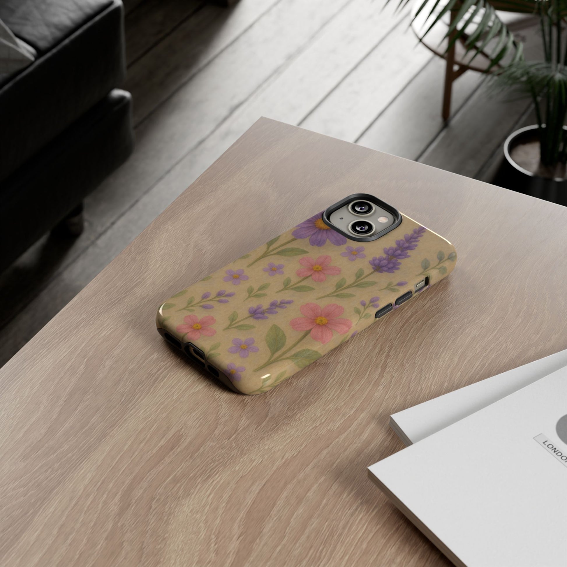 3D Illusion Wildflower Phone Case Cute Pastel Floral Design in Lavender, Pink, Mint Green – Aesthetic Protective Case for iPhone and  Android