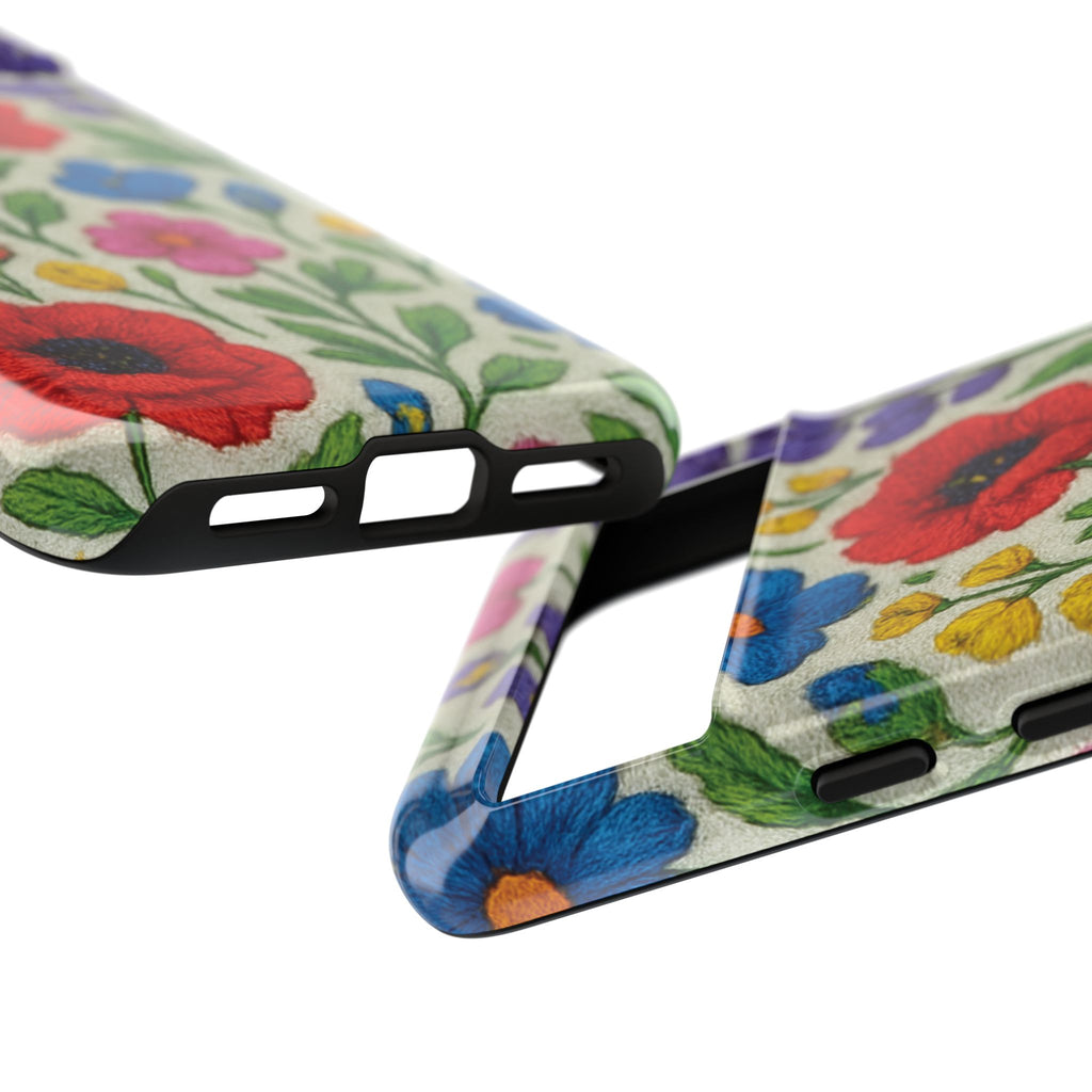 Bright 3D Illusion Wildflower Phone Case Cute Floral Design in Red, Pink, Blue – Aesthetic Protective Case for iPhone and  Android