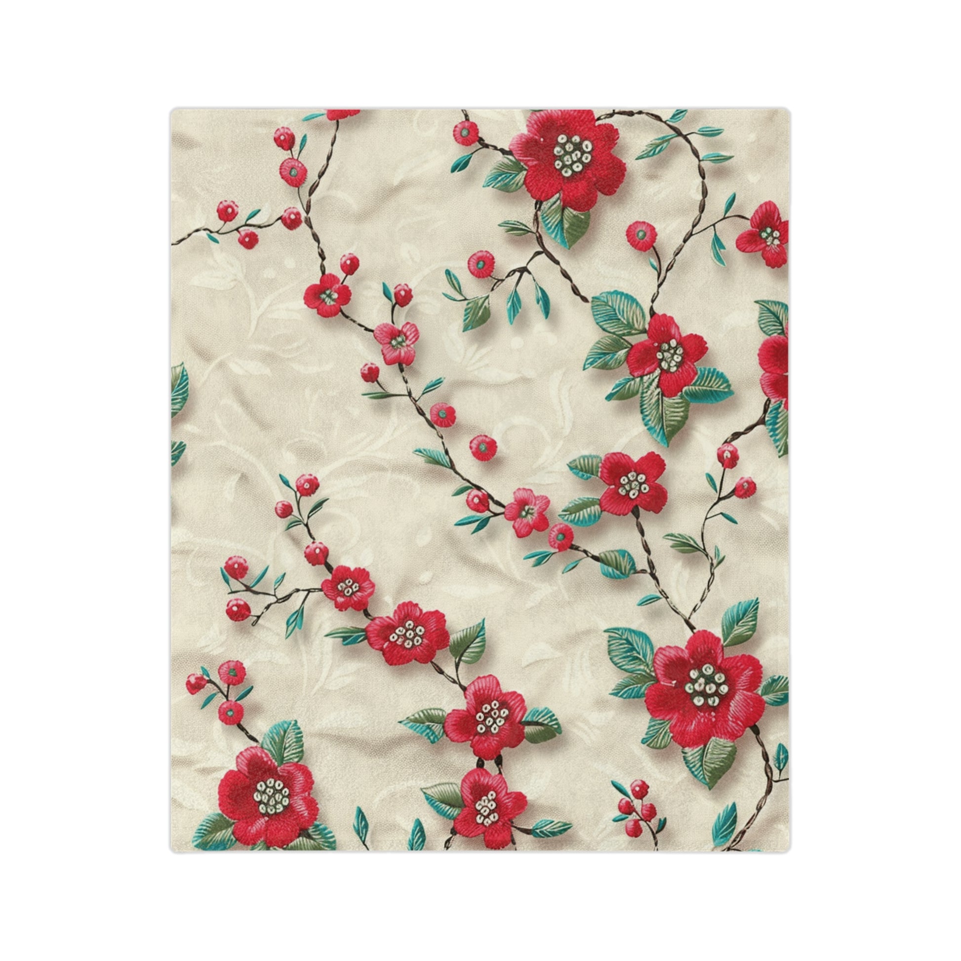 Cozy 3D Embroidery Illusion Red Flowers Minky Blanket Elegant Floral Comfort for Home & Gift Throw - Ultra Soft lightweight Perfect for Home, Couch, or Bed | Best Gift  Comfort Blanket, Perfect for Snuggling Housewarming Gift Throw - MRSBYVALLE
