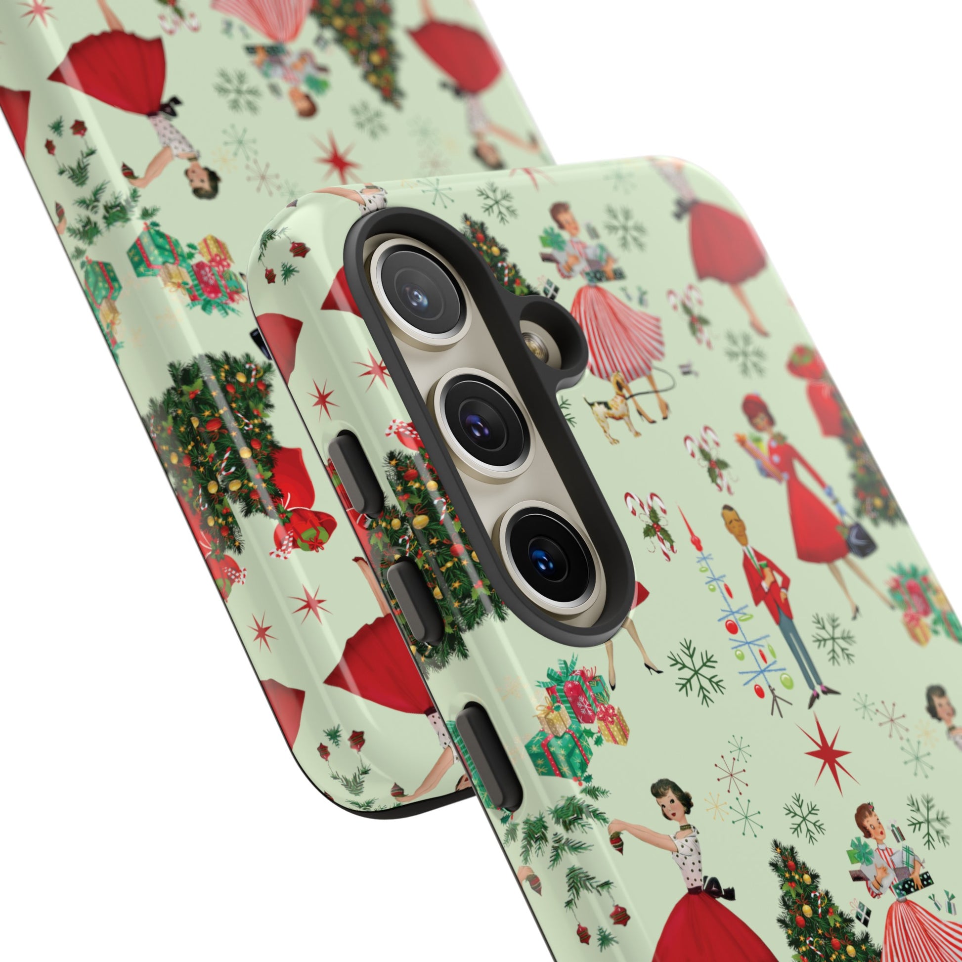 1950s Vintage Phone Case - Retro Christmas Design | Unique Holiday Protection for Your Device | Stylish & Durable Cover Gift for Her Phone 15, Samsung iPhone Samsung Accessory Gift for Her