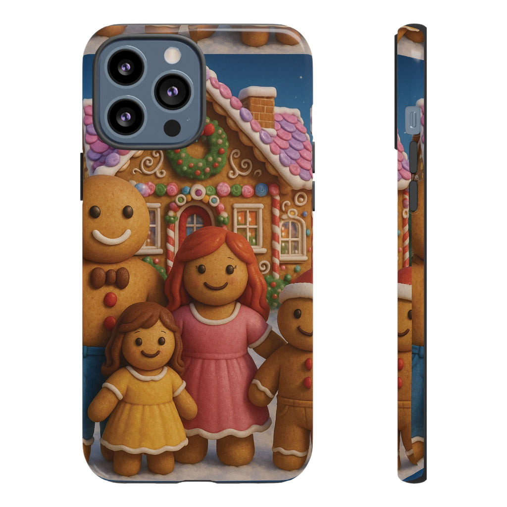 Coque de téléphone esthétique Famille en Pain d'Épices – Design d'inspiration vintage sur le thème de Noël – Étui stylé pour modèles iPhone et Samsung Galaxy