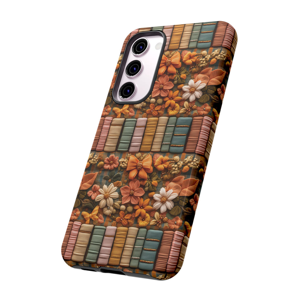 3D Illusion Boho Floral and Books Phone Case Gift for Her Phone 15, Samsung iPhone Samsung Gift for Her Case iPhone 15, Samsung iPhone Samsung Accessory Gift for Her