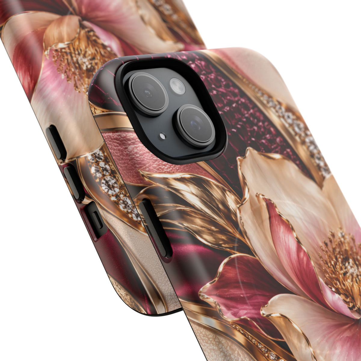 Magnetic Tough Phone Case — Vintage Rose Floral Armor