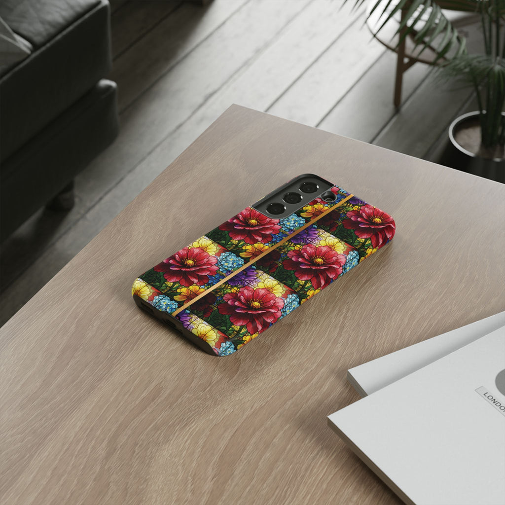 Stained Glass Illusion Floral Phone Case  3D Colorful Flower Design, Protective Christian Gift, Fits iPhone, Samsung, Google Pixel