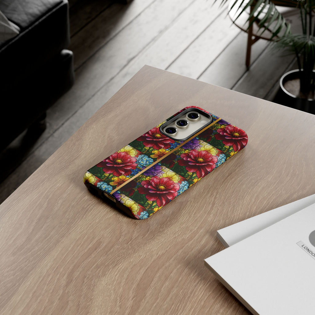 Stained Glass Illusion Floral Phone Case  3D Colorful Flower Design, Protective Christian Gift, Fits iPhone, Samsung, Google Pixel