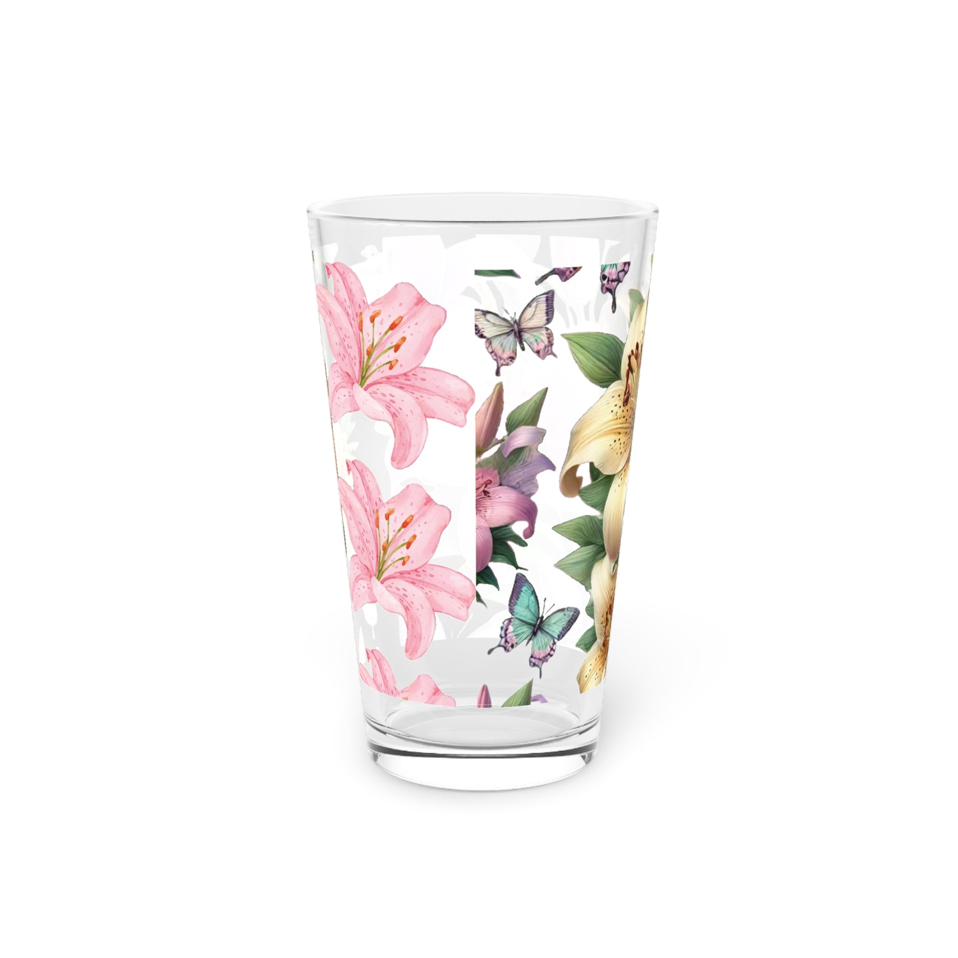 Blooming Tiger Lily 16 oz Pint Glass Vibrant Floral Design, Durable Glassware for Beverages, Ideal for Home, Bar, or Gifts | Elegant Perfect for Parties - MRSBYVALLE