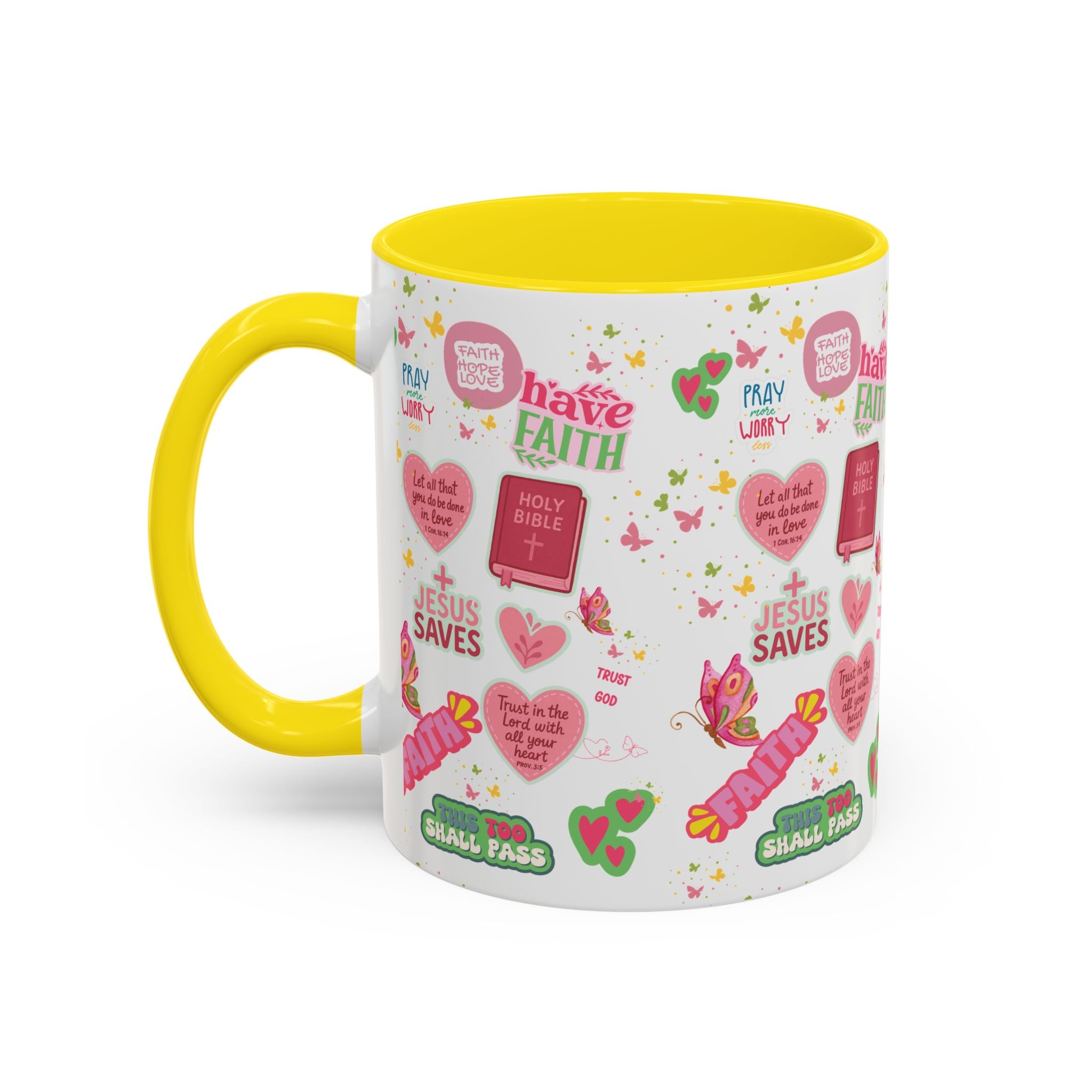 Commencez votre journée avec la foi | Mug chrétien avec verset biblique | Cadeau inspirant pour chrétiens | Mug à café en céramique 325 ml et 443 ml Matins de printemps douillets