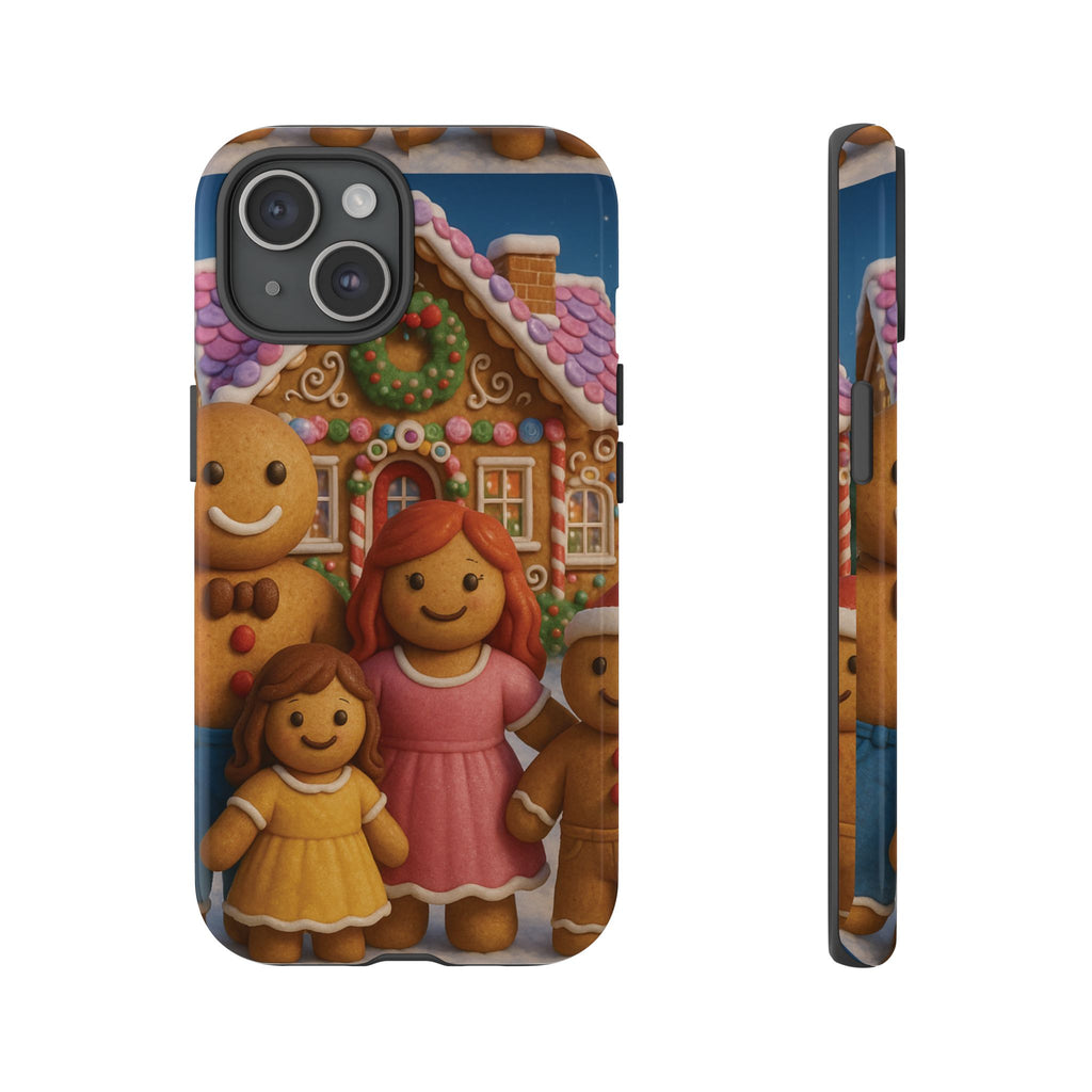 Coque de téléphone esthétique Famille en Pain d'Épices – Design d'inspiration vintage sur le thème de Noël – Étui stylé pour modèles iPhone et Samsung Galaxy