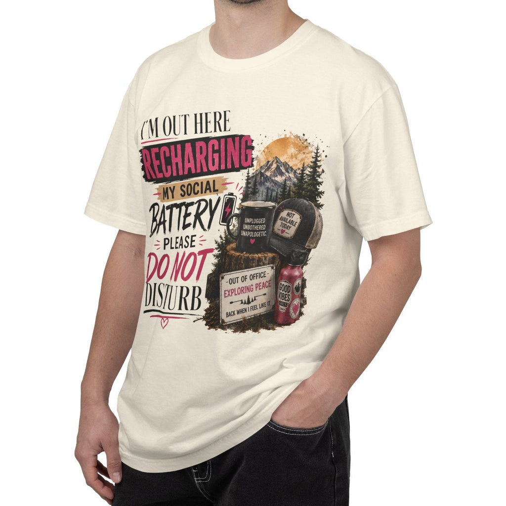 Recharging My Social Battery T-Shirt — Do Not Disturb Camping Graphic Tee