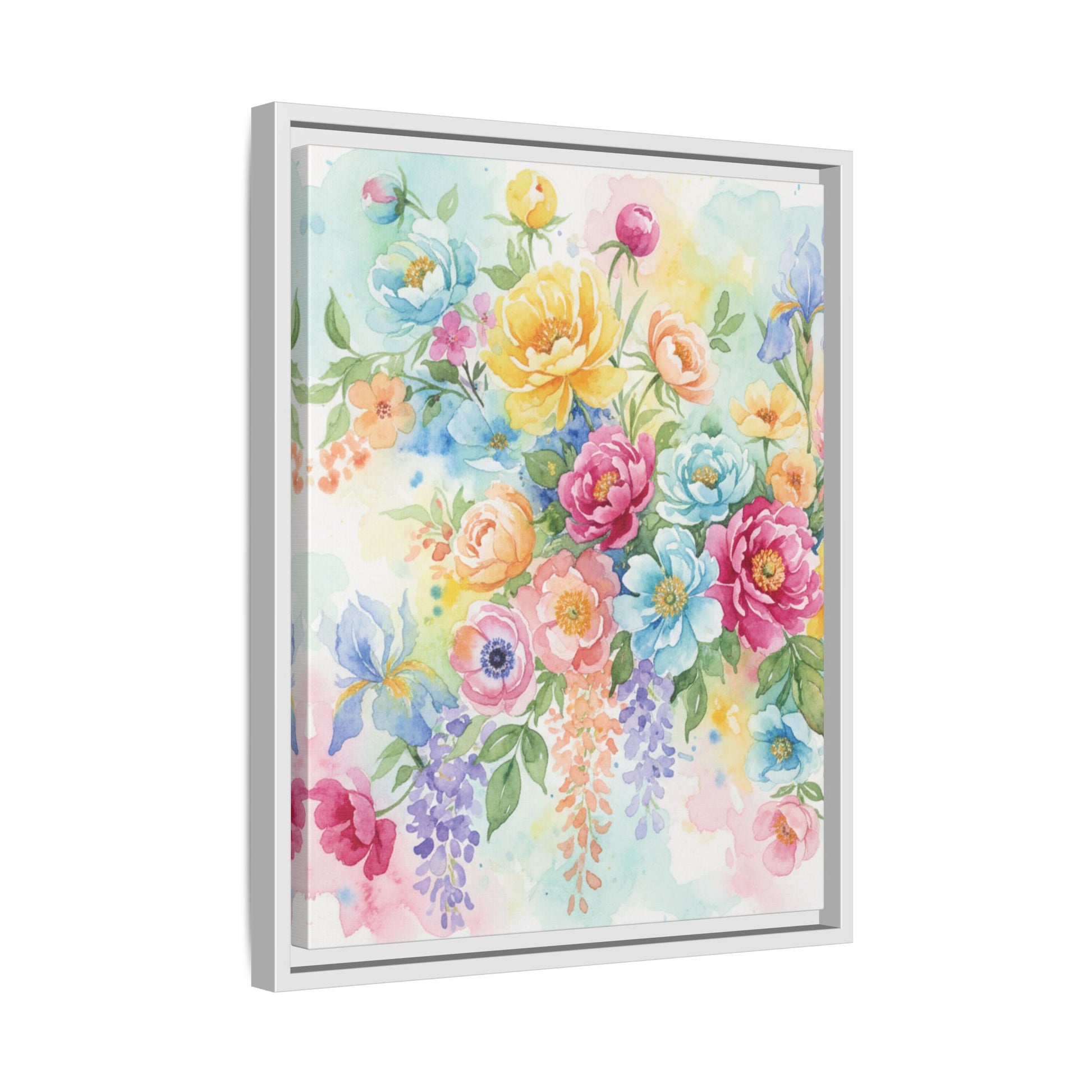 Watercolor Floral Bouquet Canvas, Framed Matte Wall Art | Multi-Color Wall Art