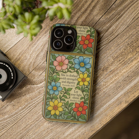 Pastel Floral Stained Glass Bible Verse Phone Case Christian Affirmation, Soft Faith Design, iPhone Samsung Google, Inspirational Gift for HerGift for Christians
