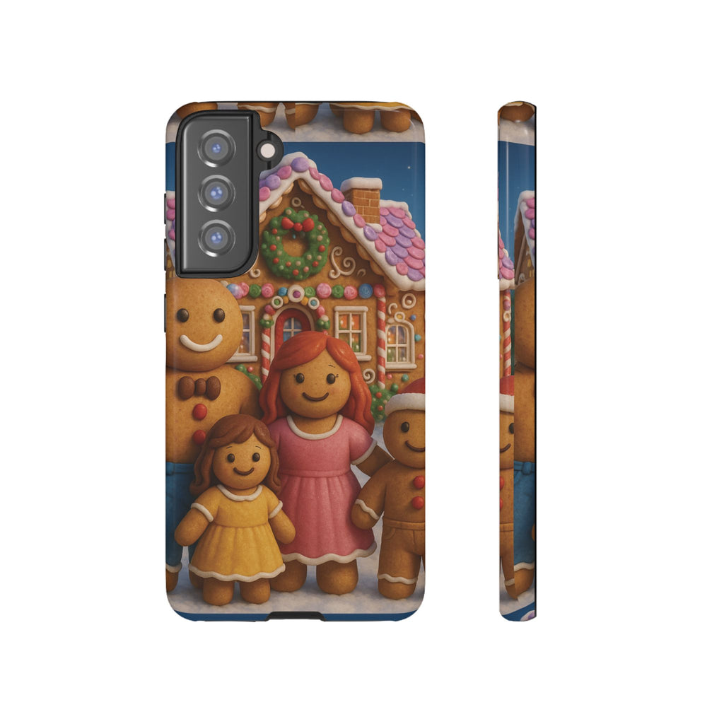 Coque de téléphone esthétique Famille en Pain d'Épices – Design d'inspiration vintage sur le thème de Noël – Étui stylé pour modèles iPhone et Samsung Galaxy