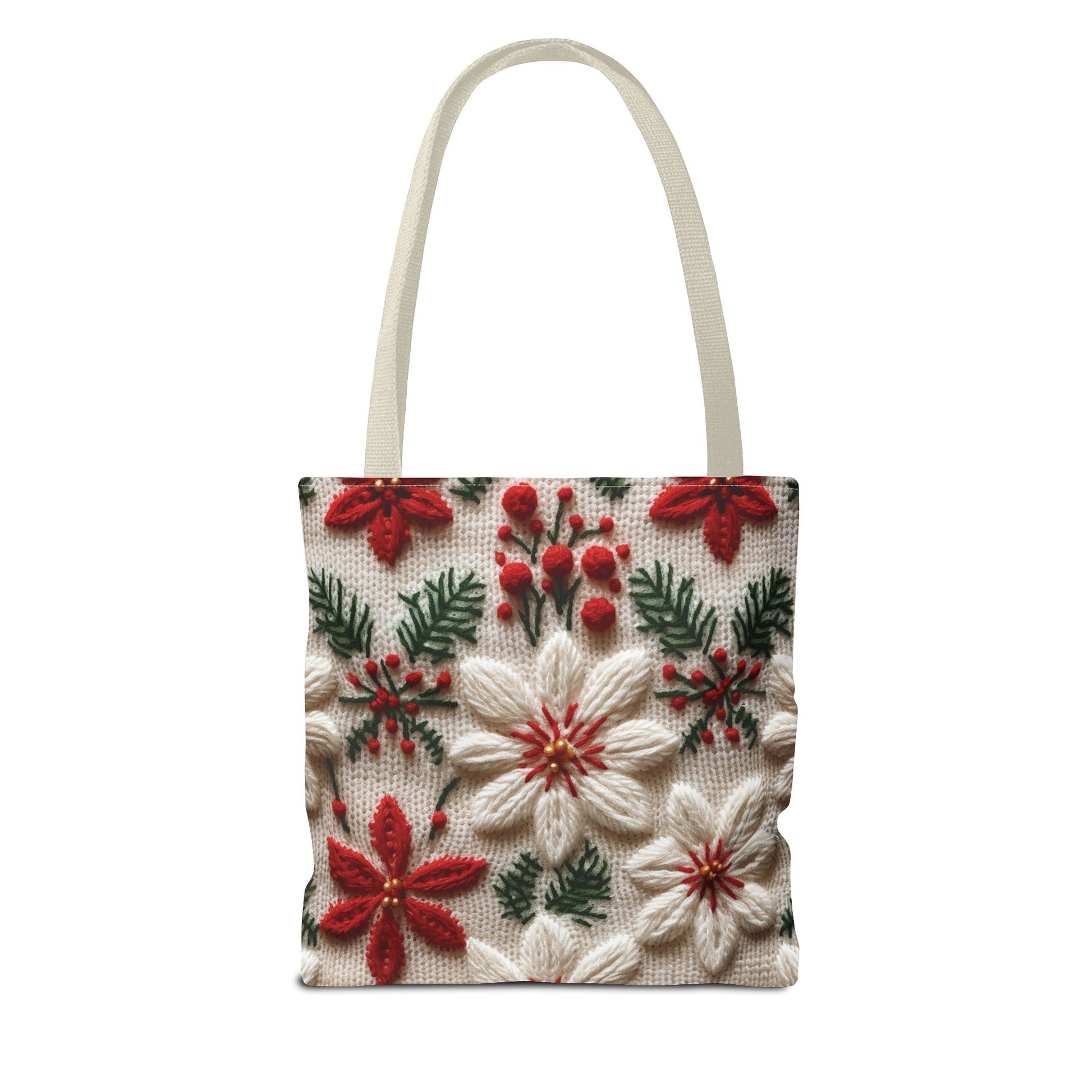 Festive Poinsettia Christmas Tote Stylish Holiday Bag for Shopping, Gifts, and Everyday Use - Durable, Reusable, and Perfect for Spreading Cheer This Holiday Season - MRSBYVALLE