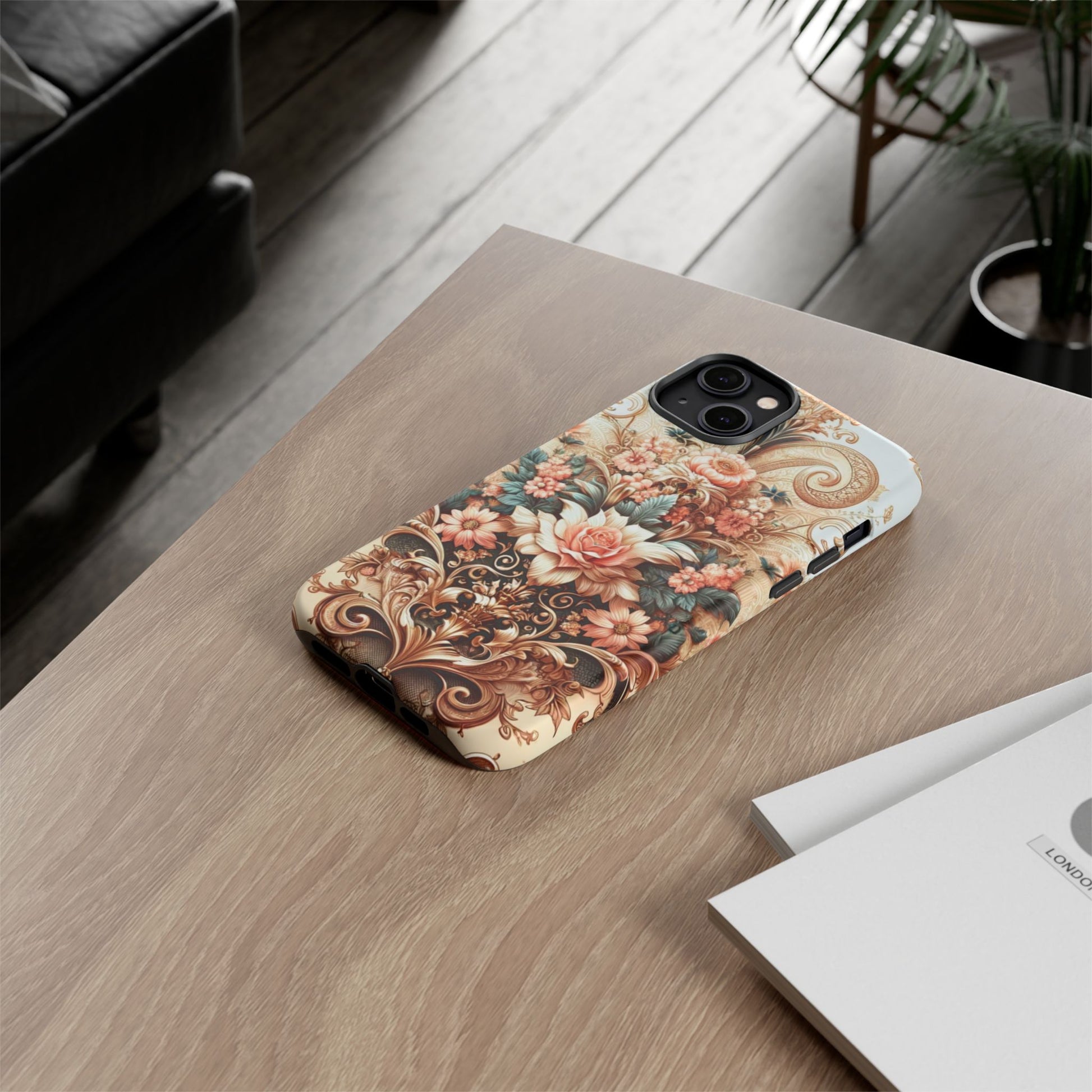 Gold Design Luxury Phone Tough Case Floral Elegant Durable Stylish for Modern Devices iPhone 17, 16, 15, Samsung iPhone Samsung Accessory Gift for Her