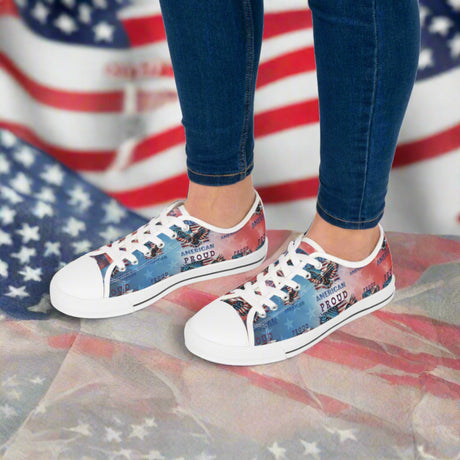 Patriotic American Flag and Eagle Sneakers Step Out in Style with Stunning USA Symbol! Perfect for Everyday Wear and Proud Americans. Durable, High-Quality Footwear Everyday Activities - MRSBYVALLE