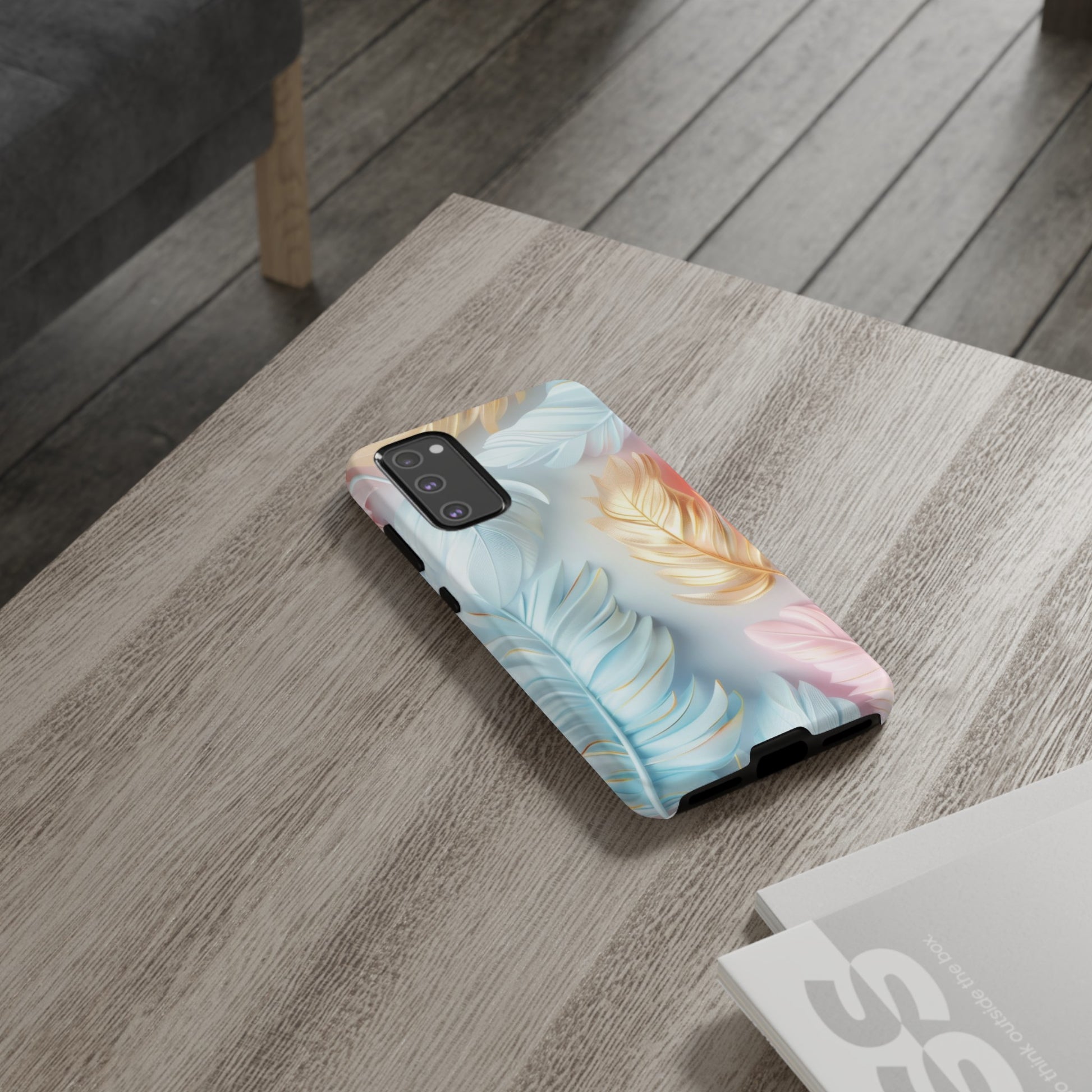 Pastel Feathers Protective Phone Case Gift for Her Phone 15, Samsung iPhone Samsung Gift for Her Case iPhone 15, Samsung iPhone Samsung Accessory Gift for Her