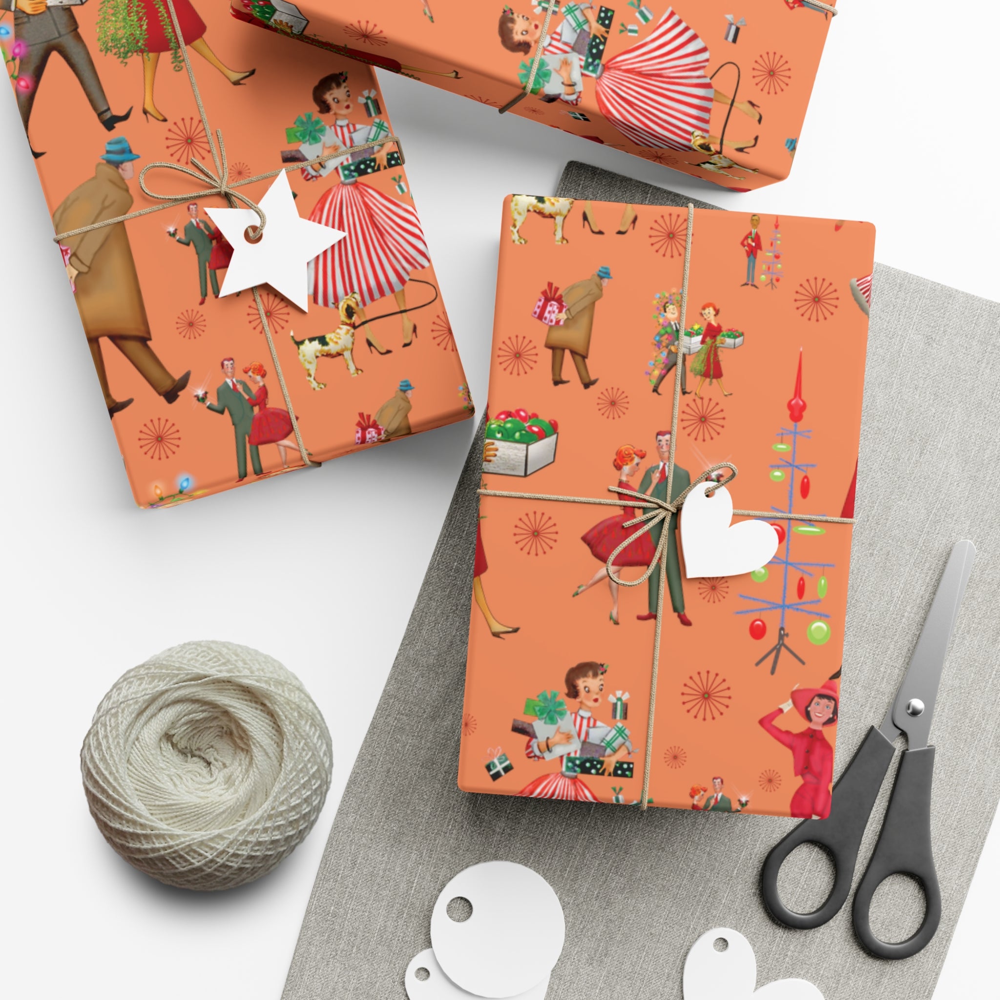 Christmas Vintage 50s Retro Wrapping Paper | Classic Holiday Designs | Nostalgic Gift Wrap | Mid-Century Holiday Patterns | Unique Retro Christmas Decorations | Festive Retro Style Christmas - MRSBYVALLE