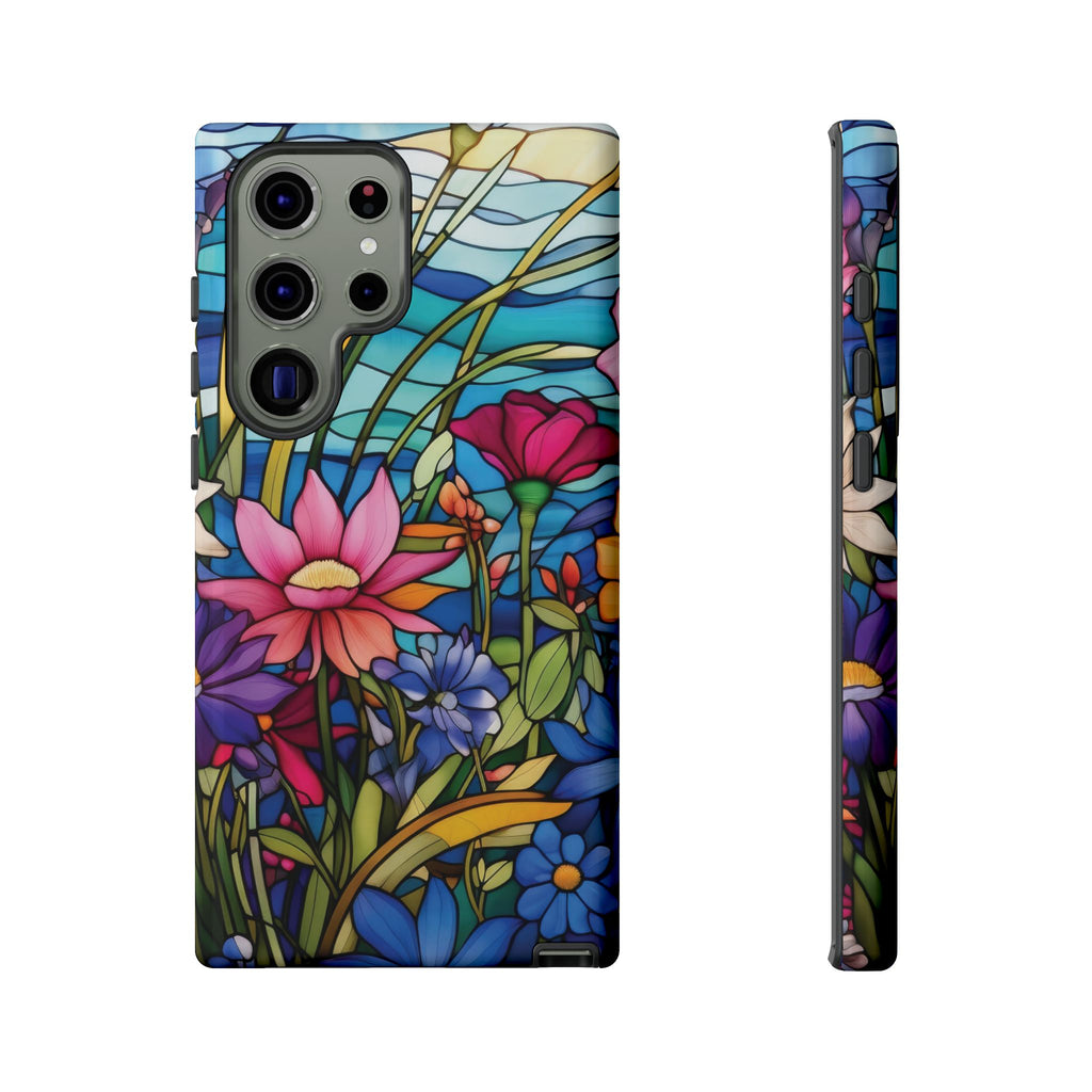 Wildflowers Stain Glass Illusion Phone Case Unique Holiday Protection for Your Device | Stylish & Durable Cover Gift for Her Phone 15, Samsung iPhone Samsung Accessory Gift for Her