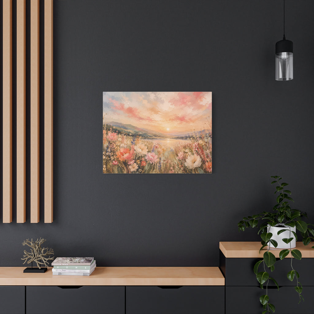 Where Heaven Meets the Meadow Luxury Wildflower Landscape Canvas Wall Art Large Modern Floral Meadow Painting for Living Room  Bedroom Decor