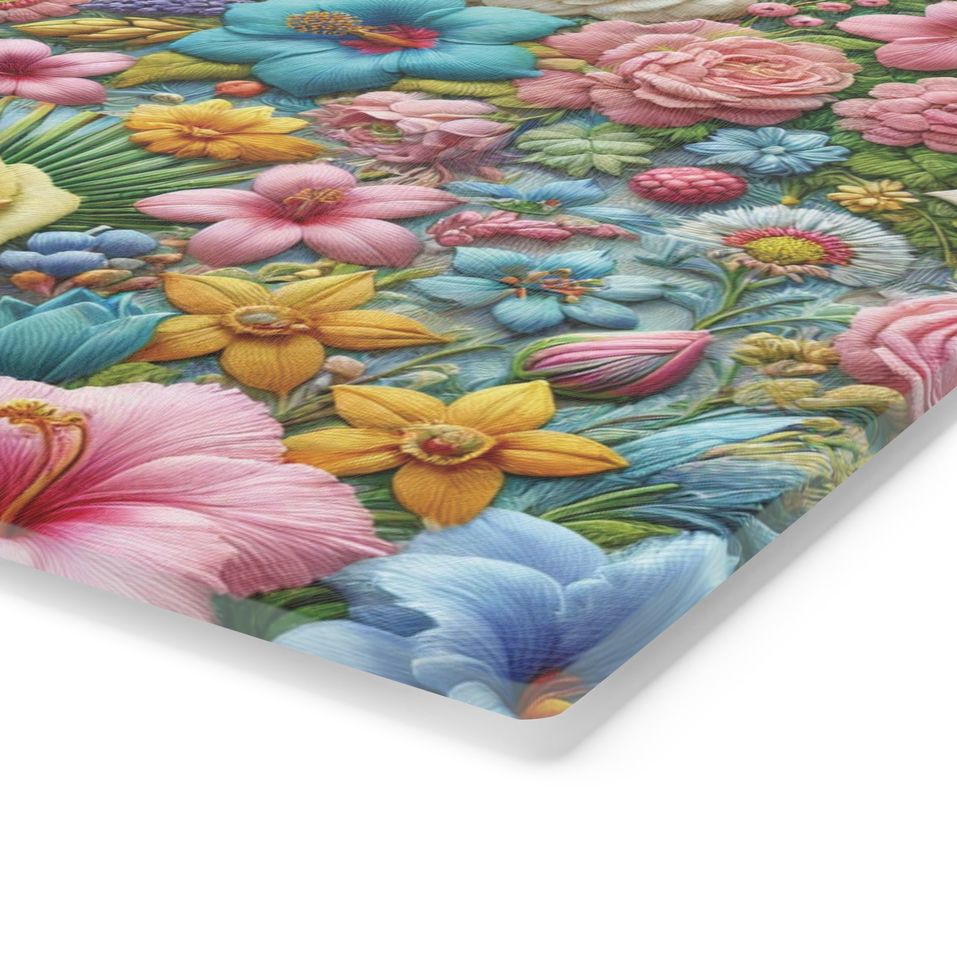 Pastel Floral Tempered Glass Cutting Board  Elegant and Durable, Heat-Resistant Surface with Beautiful Flower Design, Perfect for Cooking, Serving, and Gifting - MRSBYVALLE