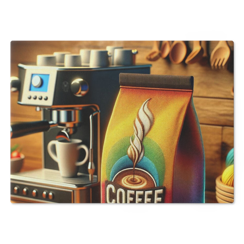 Bright Coffee Design Cutting Board Floral Tempered Glass Cutting Board Durable Kitchen Decor with Elegant Design, Housewarming, New House Gift - MRSBYVALLE