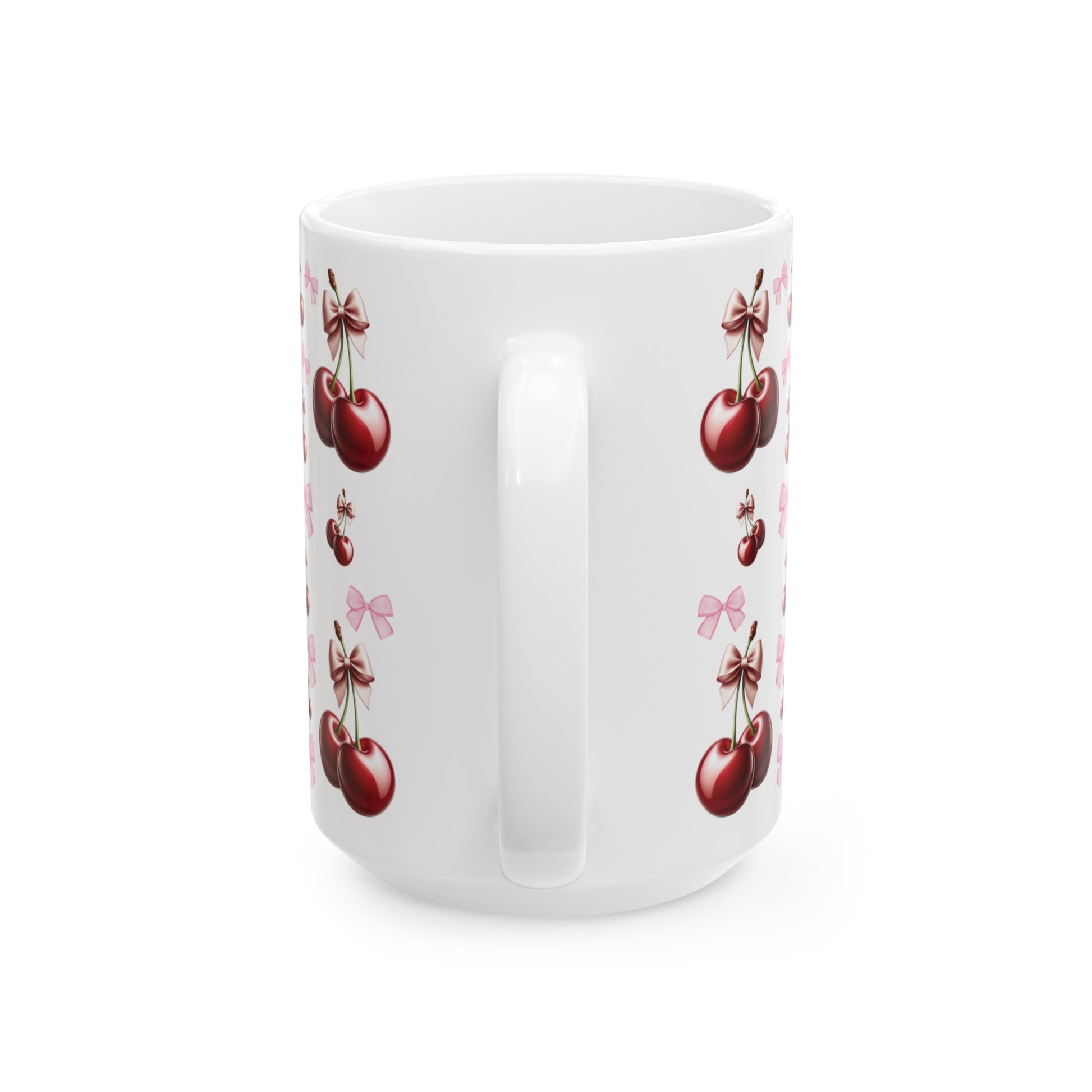 Cherry and Pink Bow Coffee Mugs Perfect for Your Morning Brew | 11 oz & 15 oz Sizes Cute and Stylish Mug for Tea, Cocoa, and More – Unique Gift for Cherry Lovers - MRSBYVALLE