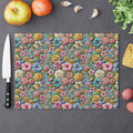 Pastel Floral Tempered Glass Cutting Board  Elegant and Durable, Heat-Resistant Surface with Beautiful Flower Design, Perfect for Cooking, Serving, and Gifting - MRSBYVALLE