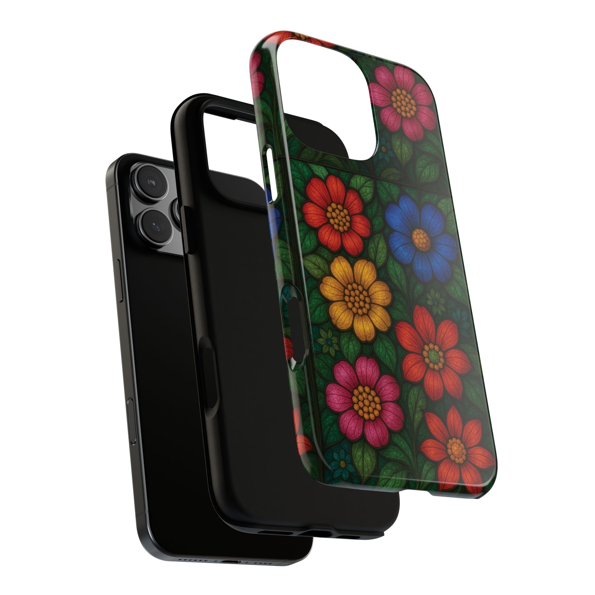 Coque de téléphone effet vitrail floral lumineux Art abstrait coloré, Étui de protection esthétique pour iPhone, Samsung et Google, Idée cadeau unique pour maman