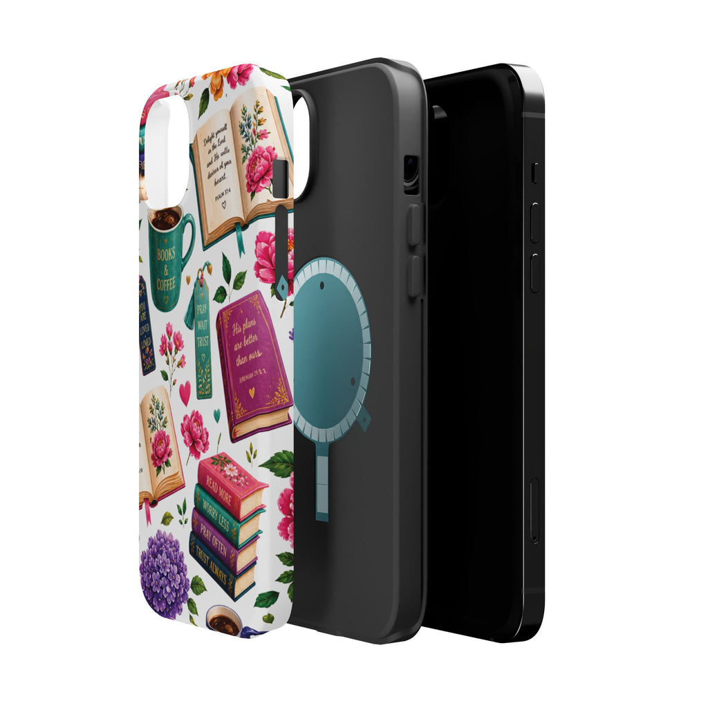 Christian Books & Coffee Phone Case — Magnetic Impact-Resistant Christian Gift