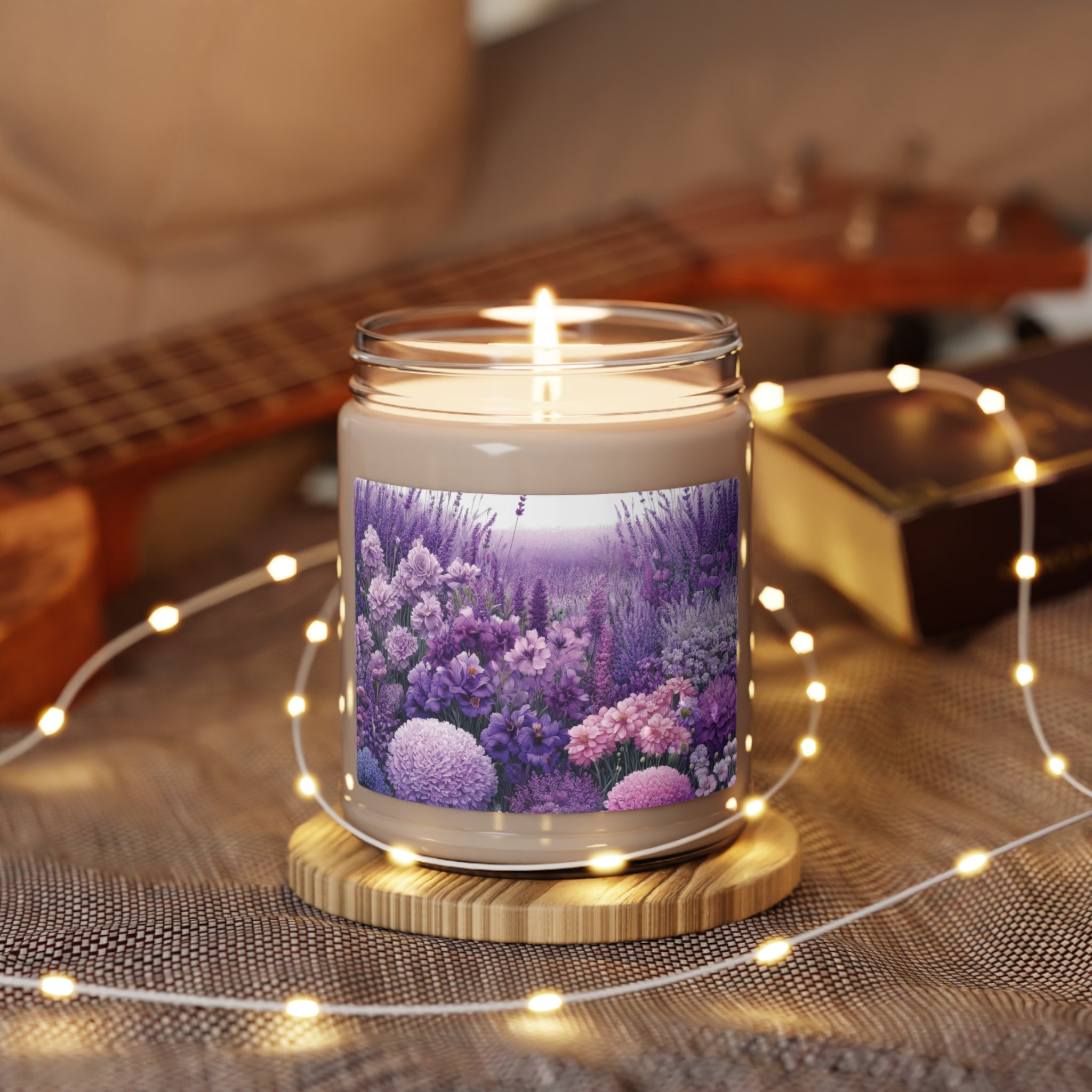 Lavender Floral Candle Perfect for Relaxation Home Ambiance Scented Soy Candle, 9oz, Wedding, Bridal Shower, Mother's Day Gift Housewarming Gift.