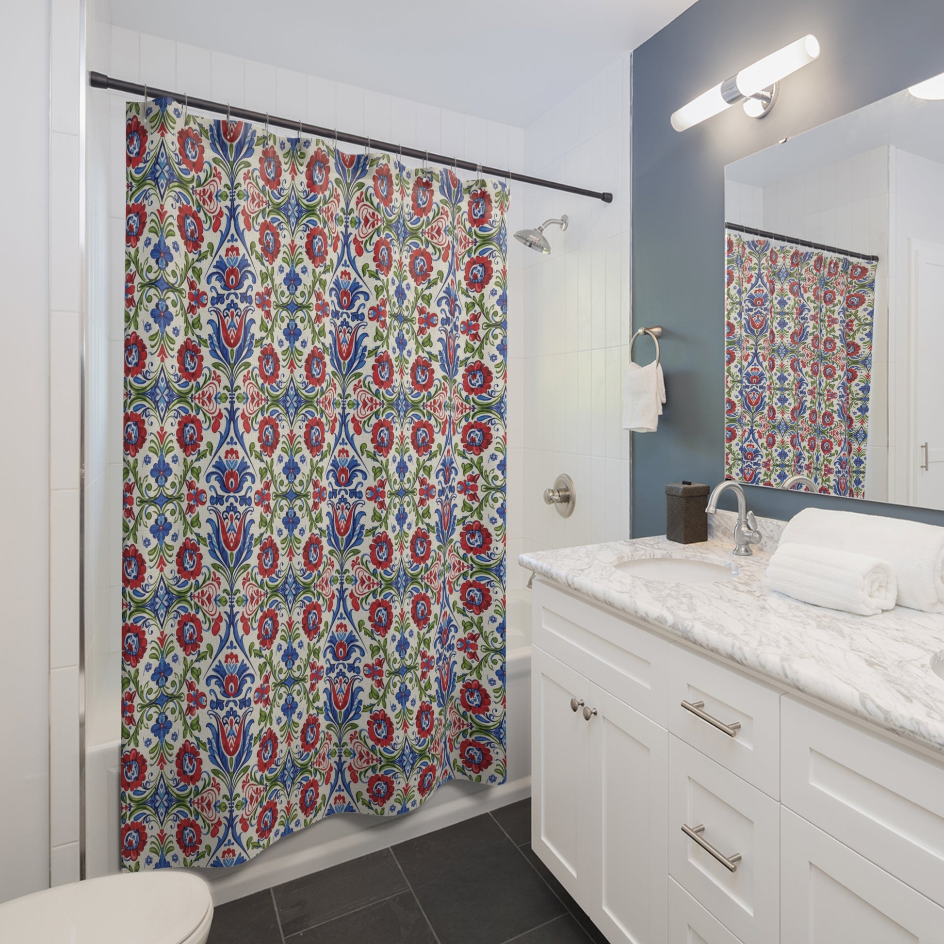 Shower Curtains, Kashubian Folk Art Polish Design Home Decor, Bathroom Decor, Folk Art, Polish Gifts, Unique Shower Curtains Hooks Not Included