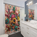 New House White Cherry Blossom Turquoise Shower Curtain Elegant, Seamless Design for Modern Bathroom Decor | Perfect Home Update Functionality for Your Bathroom Decor 71x74 Bathroom Housewarming New House Gift Newlywed Wedding Gift - MRSBYVALLE