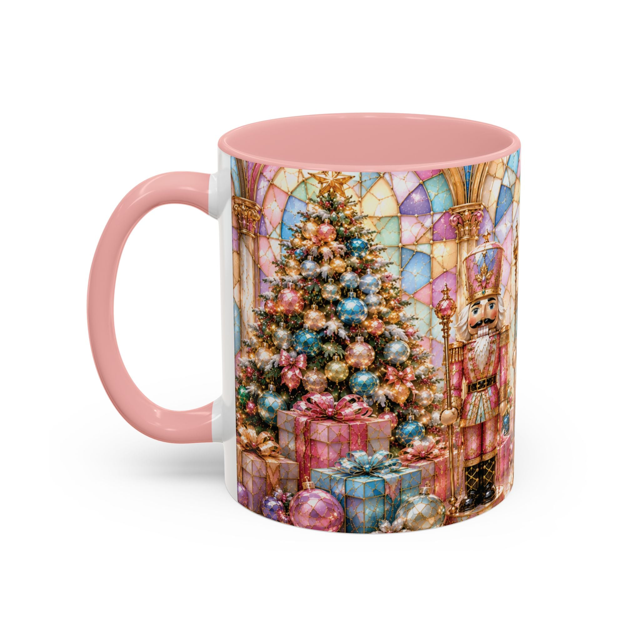 Nutcracker Christmas Coffee Mug – Festive Stained-Glass Holiday Accent Cup (11/15oz) Gift for Her